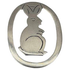 Vintage Hand Etched Taxco 925 Sterling Silver Bunny Rabbit Bookmark