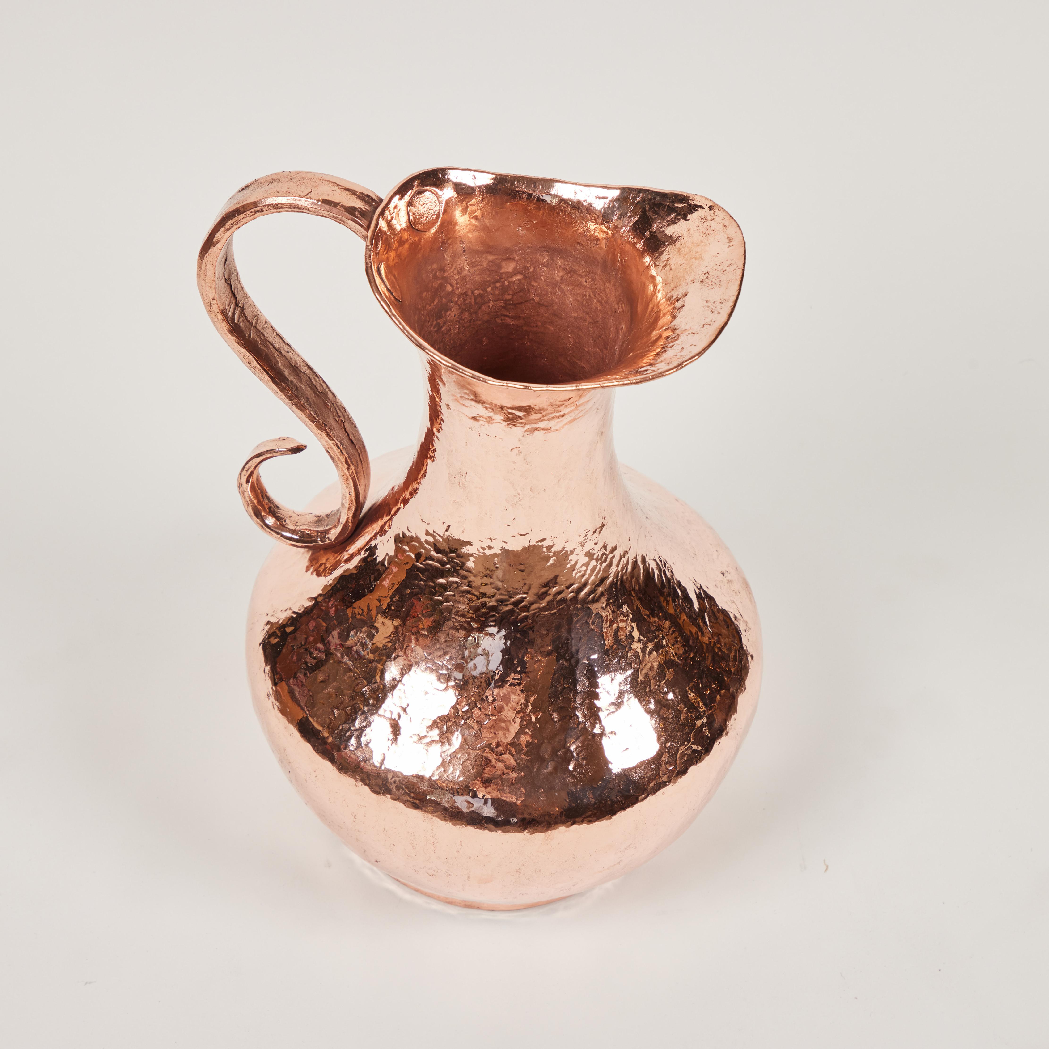 Vintage Hand Forged & Hammered Copper Pitcher 1
