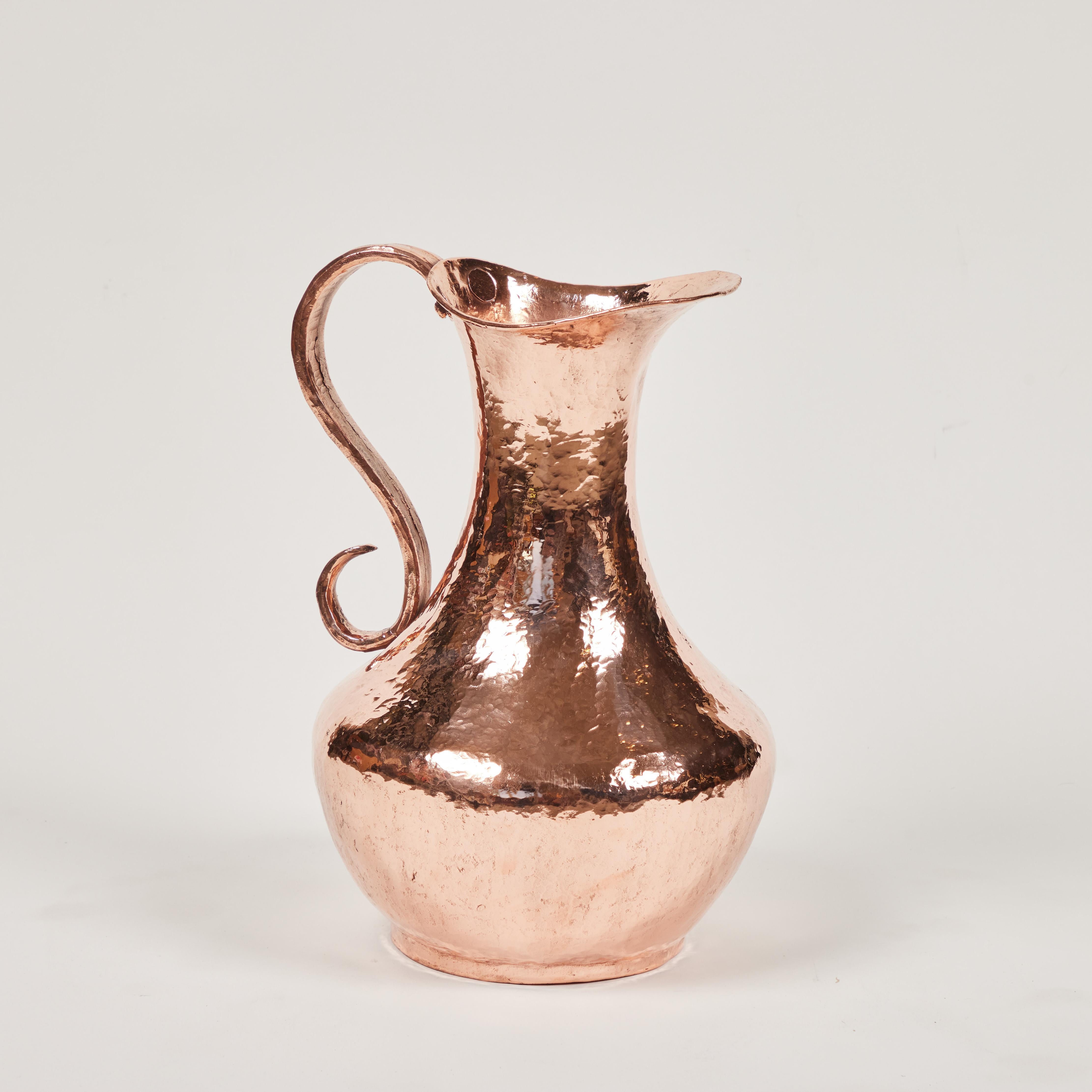 Vintage Hand Forged & Hammered Copper Pitcher 2