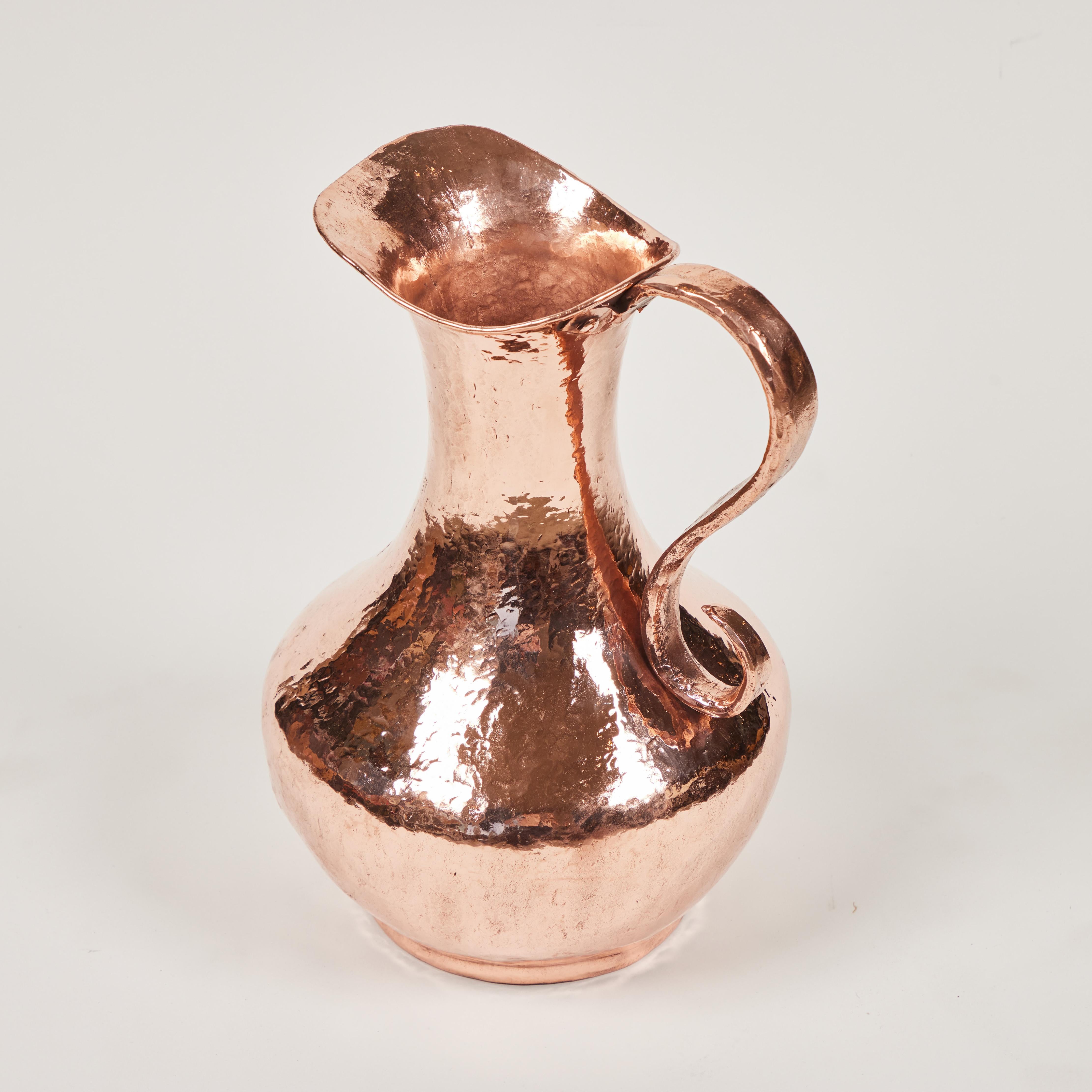 Vintage Hand Forged & Hammered Copper Pitcher 3