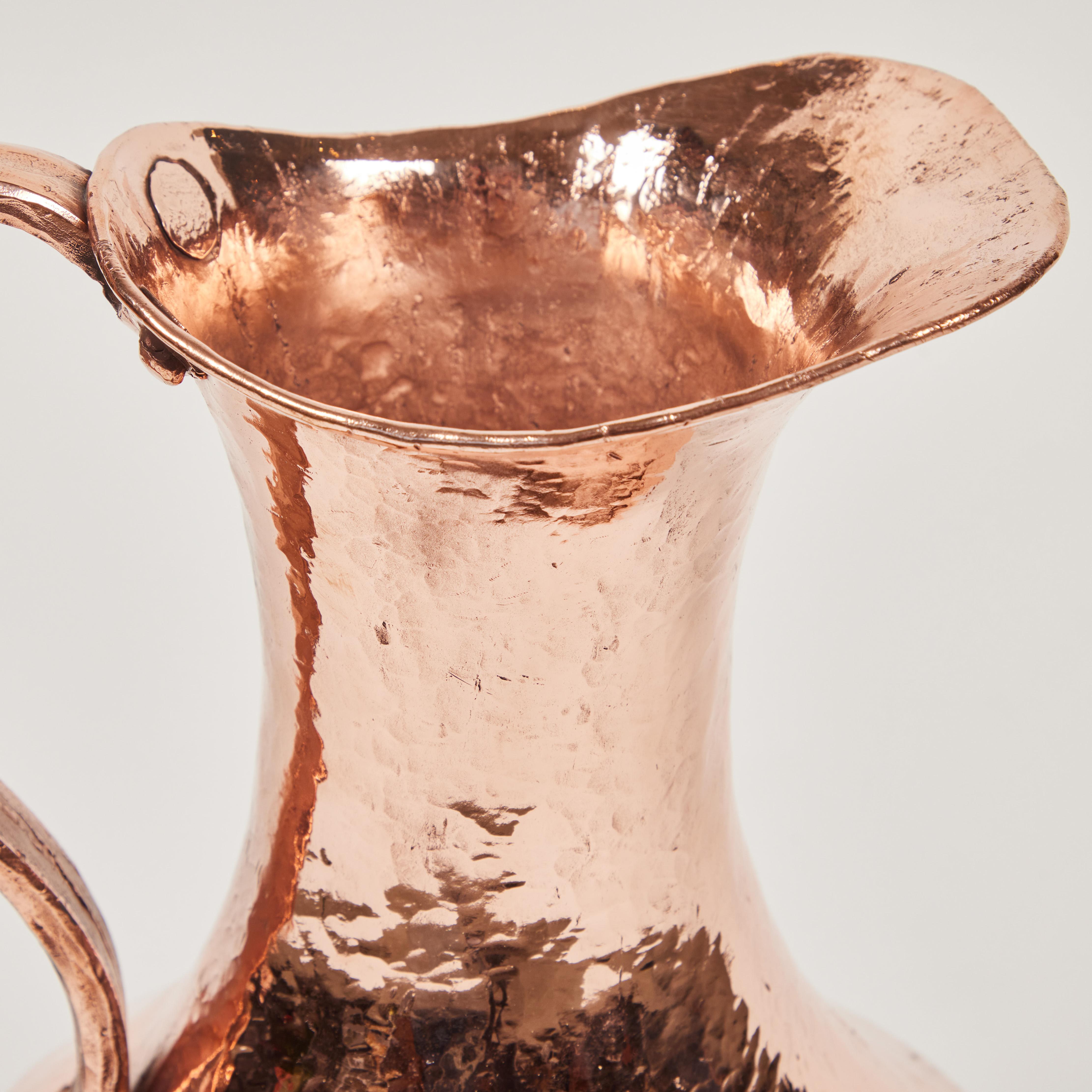 Vintage Hand Forged & Hammered Copper Pitcher 4