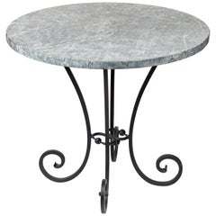 Vintage Hand Forged Iron Base Table with Round Soapstone Top