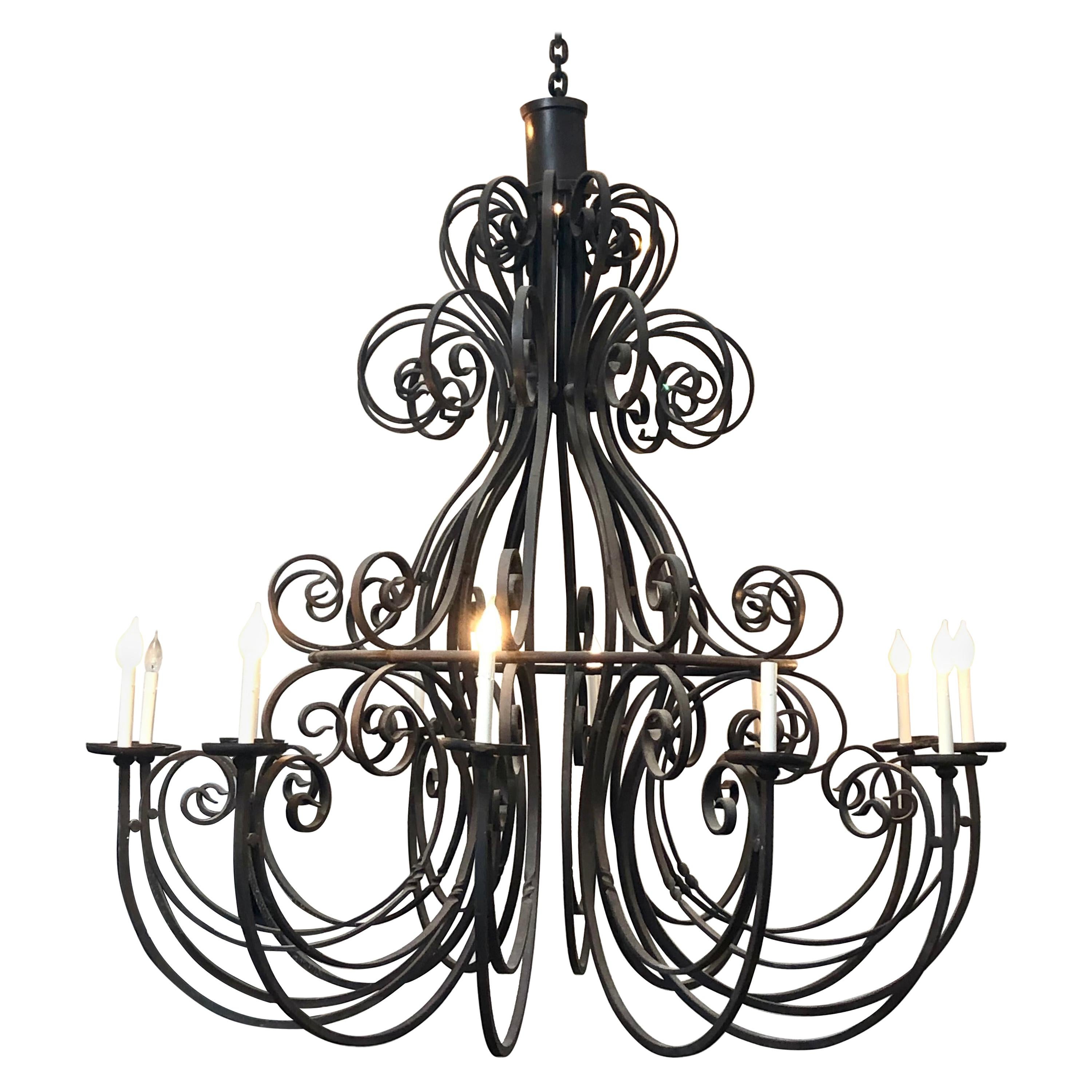Wrought Iron, FourArm Chandelier at 1stDibs