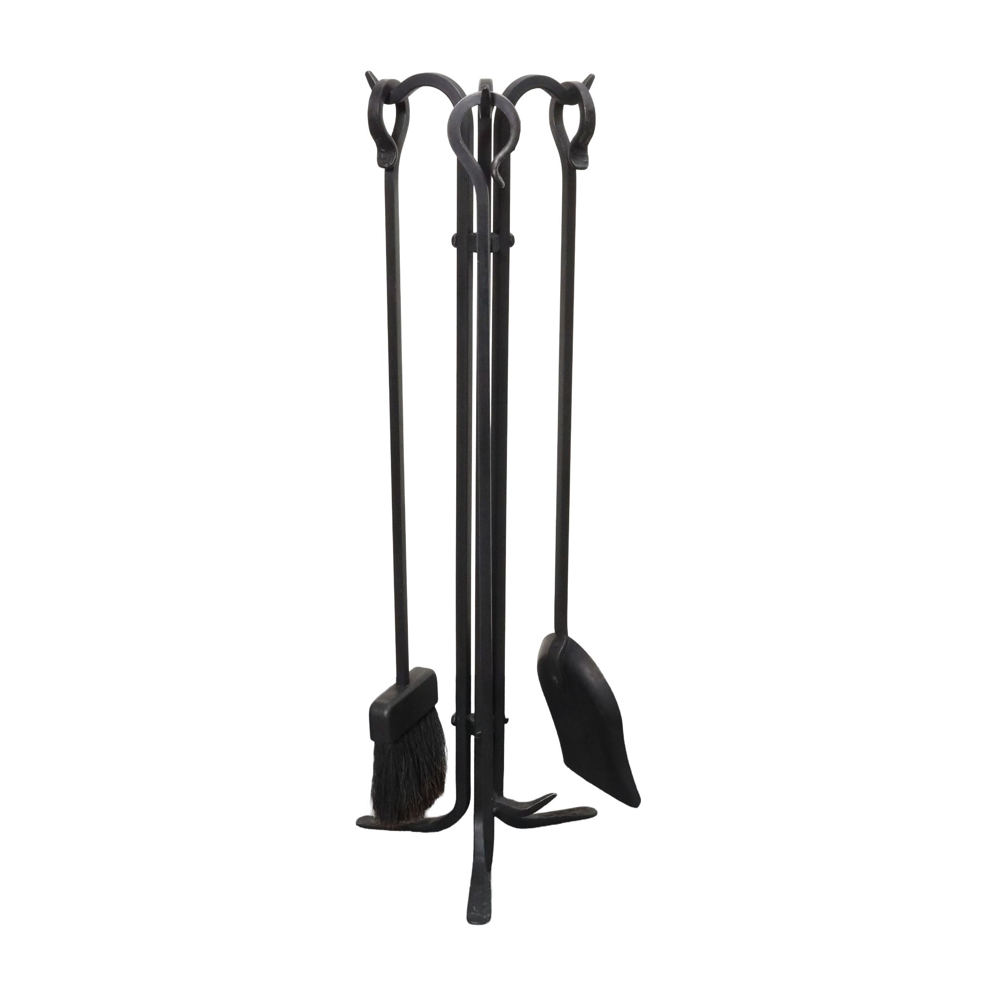 Vintage Hand-Forged Iron Fireplace / Fire Tool Set with Poker, Shovel, and Brush