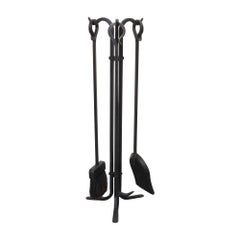 Vintage Hand-Forged Iron Fireplace / Fire Tool Set with Poker, Shovel, and Brush