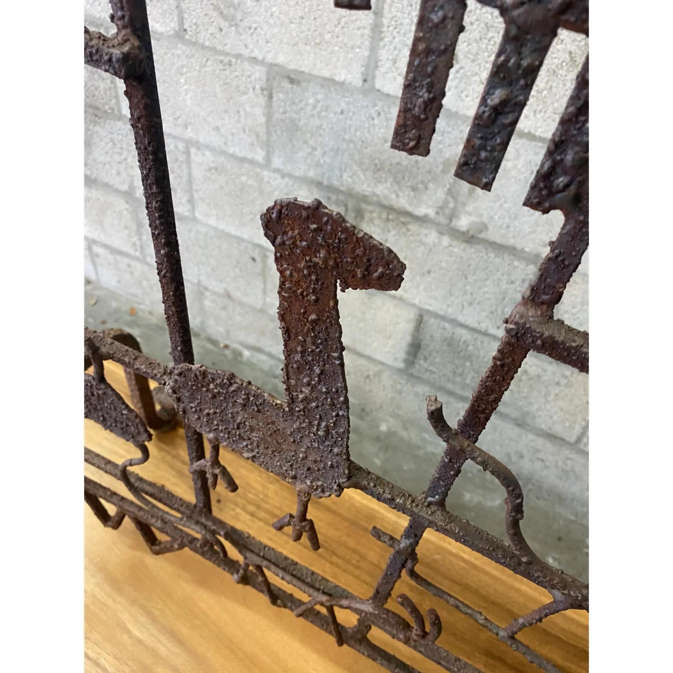 20th Century Vintage Hand Forged Iron Fireplace Screen For Sale