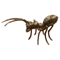 Vintage Hand-Forged Iron Garden Ant Sculpture, Folk Art Brutalist Insect Figure