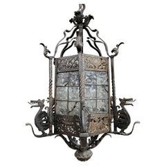 Lampe à suspension vintage en fer forgé à la main de style néo-renaissance italienne