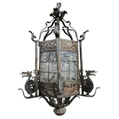 Vintage Hand-Forged Iron Italian Renaissance Revival Pendant Light