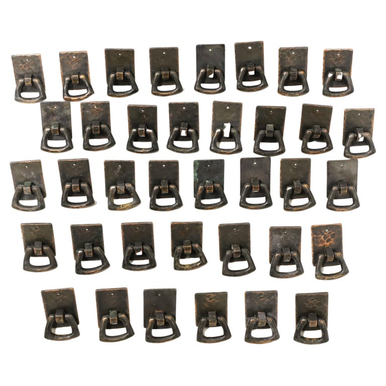 Vintage Hand OilRubbed Solid Hammered Brass Pulls Lot