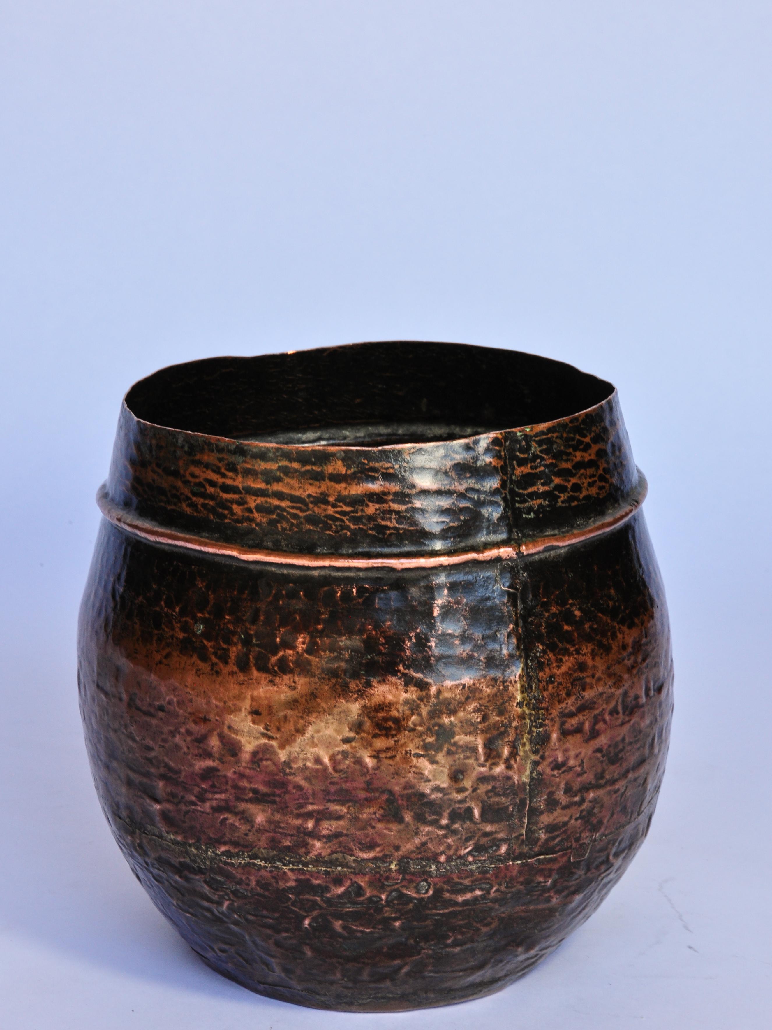 Nepalese Vintage Hand Hammered Copper Measuring Pot from Nepal, Early to Mid-20th Century