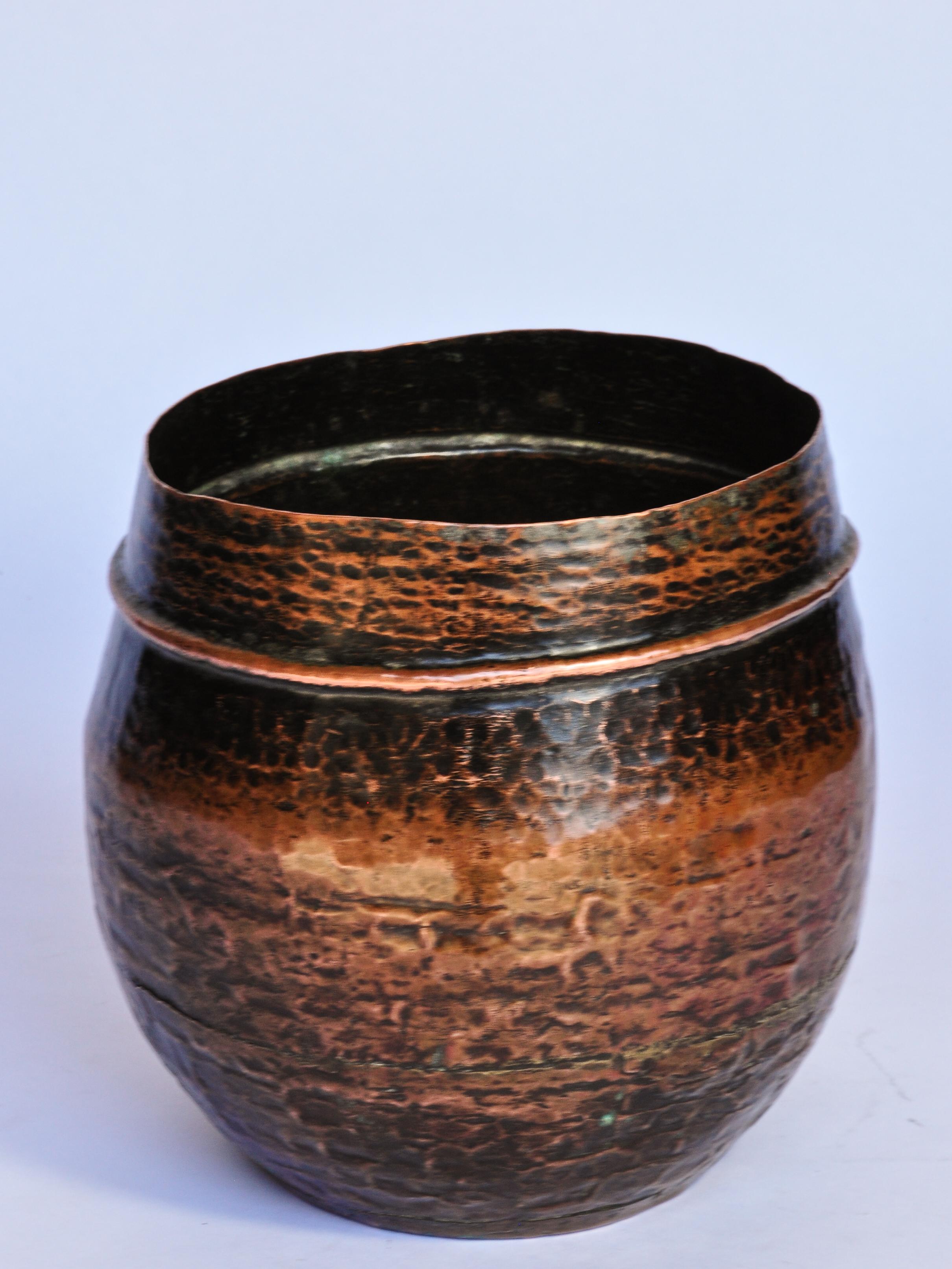 Hand-Crafted Vintage Hand Hammered Copper Measuring Pot from Nepal, Early to Mid-20th Century