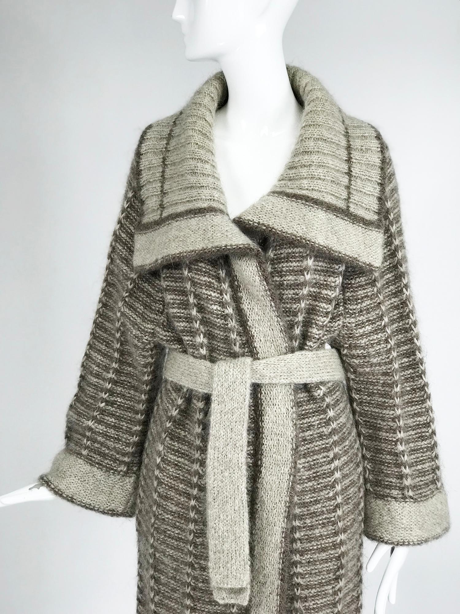 Vintage Hand Knit Belted Sweater Coat 1990s 5