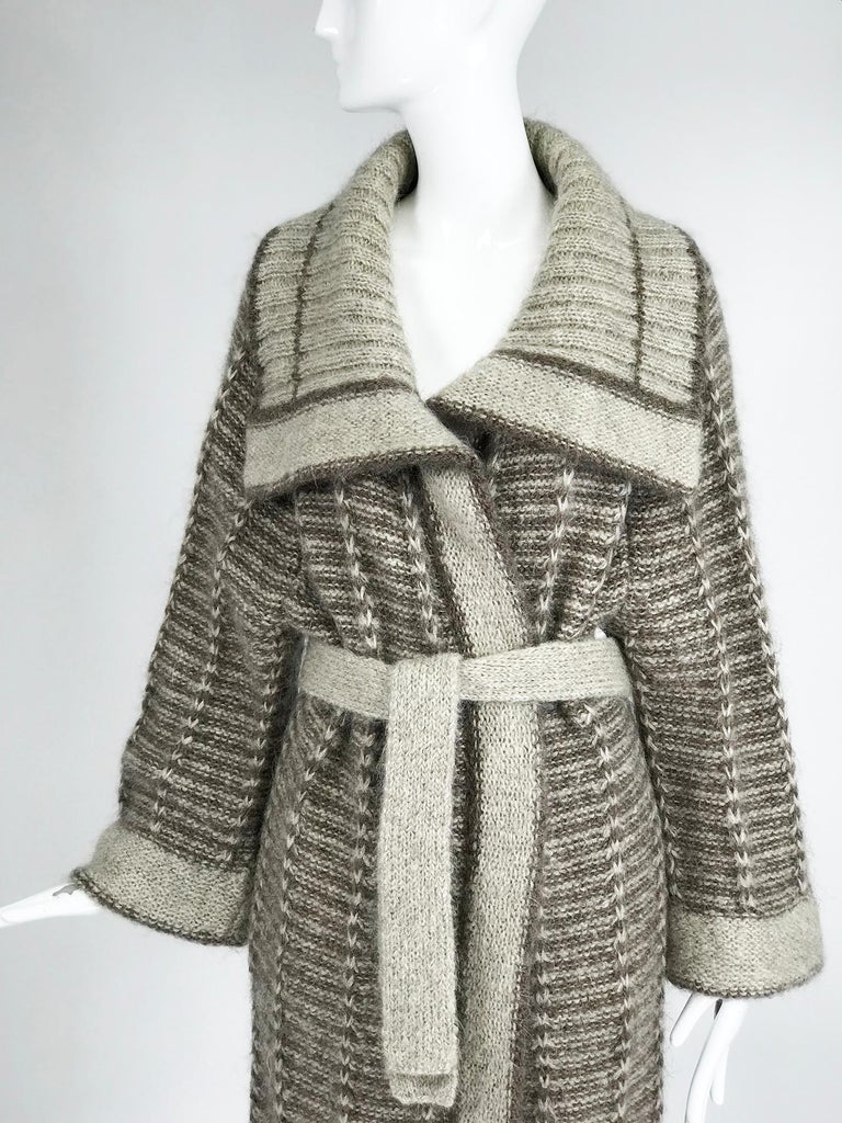 Vintage Hand Knit Belted Sweater Coat 1990s For Sale at 1stDibs