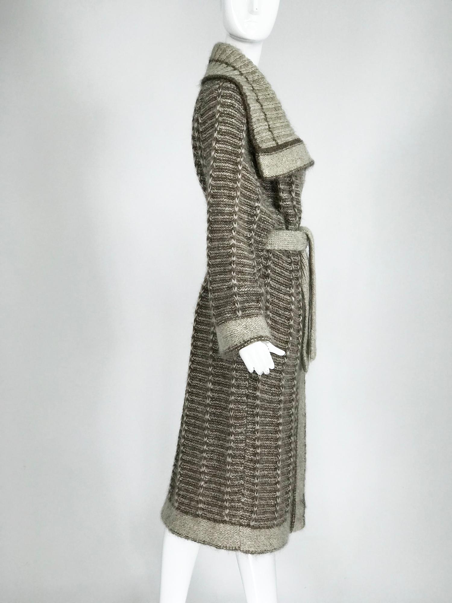 Gray Vintage Hand Knit Belted Sweater Coat 1990s