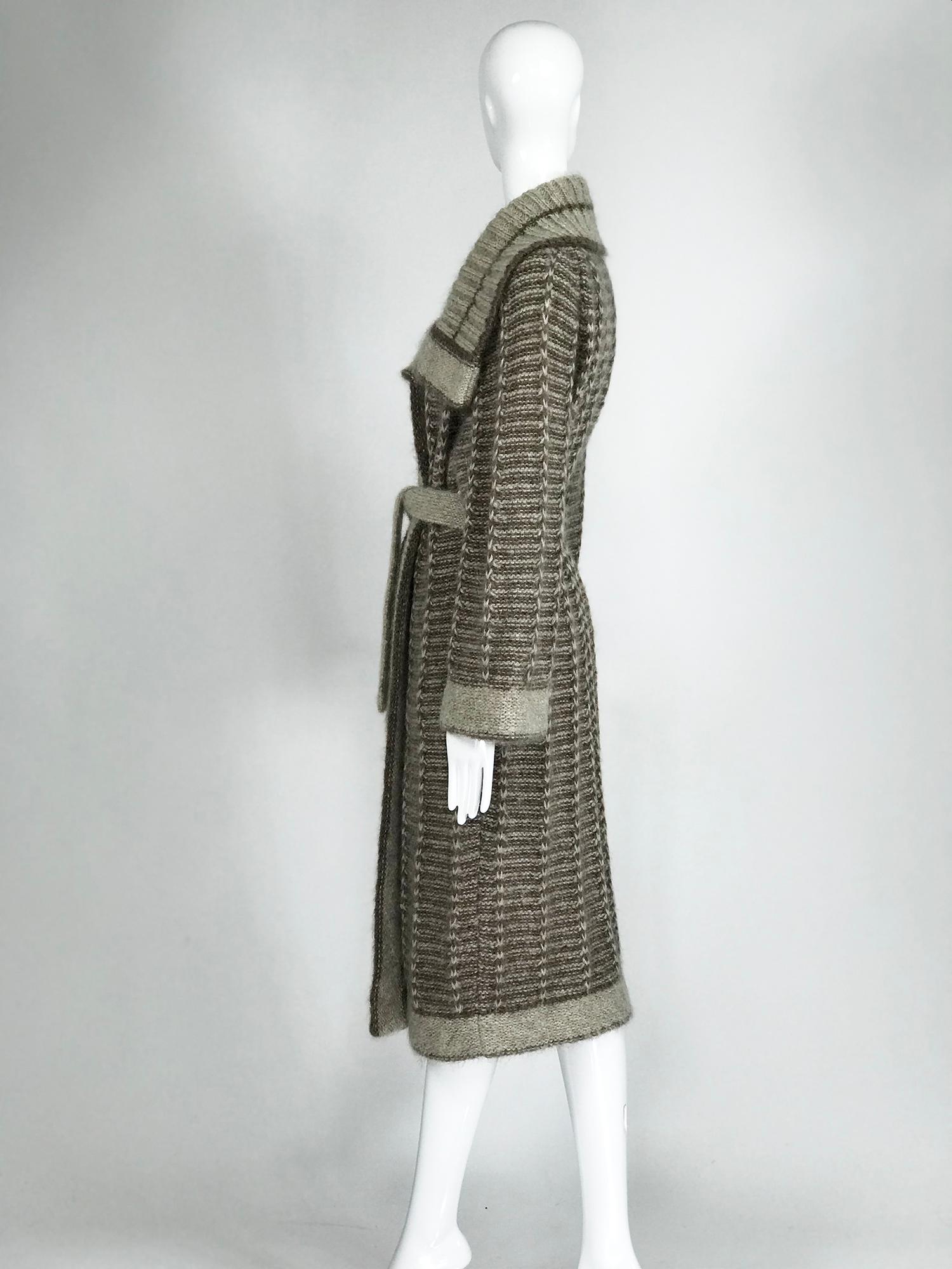Vintage Hand Knit Belted Sweater Coat 1990s 2