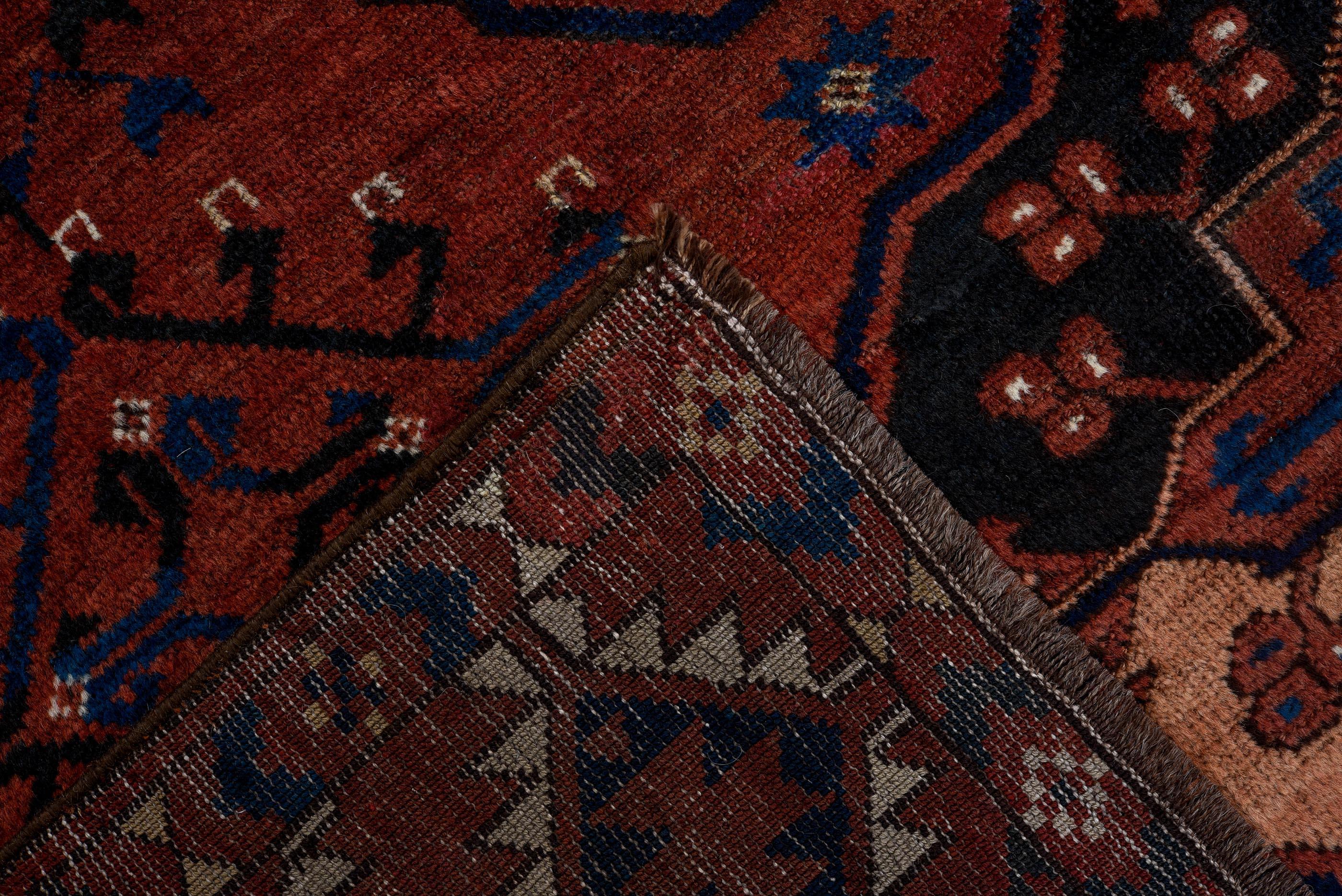 Vintage Hand-Knotted Afghan Rug Repeating Gul Motif Pattern In Good Condition For Sale In New York, NY