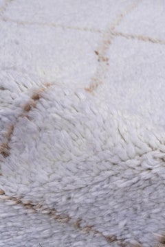 Vintage Hand-Knotted Beni Ourain Rug Ivory and Taupe Grid