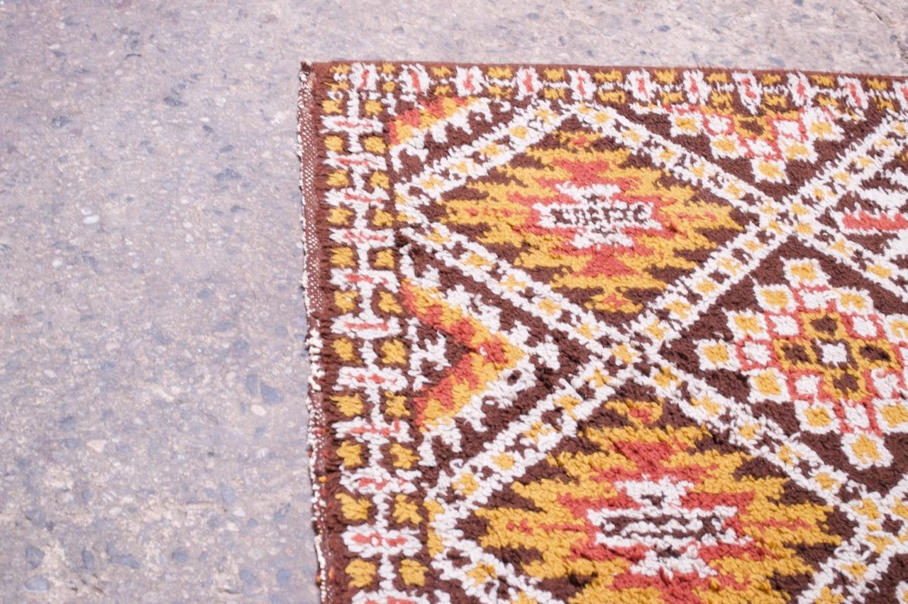 Late 20th Century Vintage Hand Knotted Berber Wool Tribal Rug For Sale
