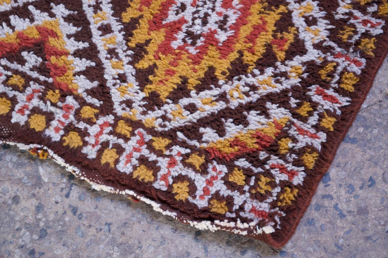 Vintage Hand Knotted Berber Wool Tribal Rug For Sale 2