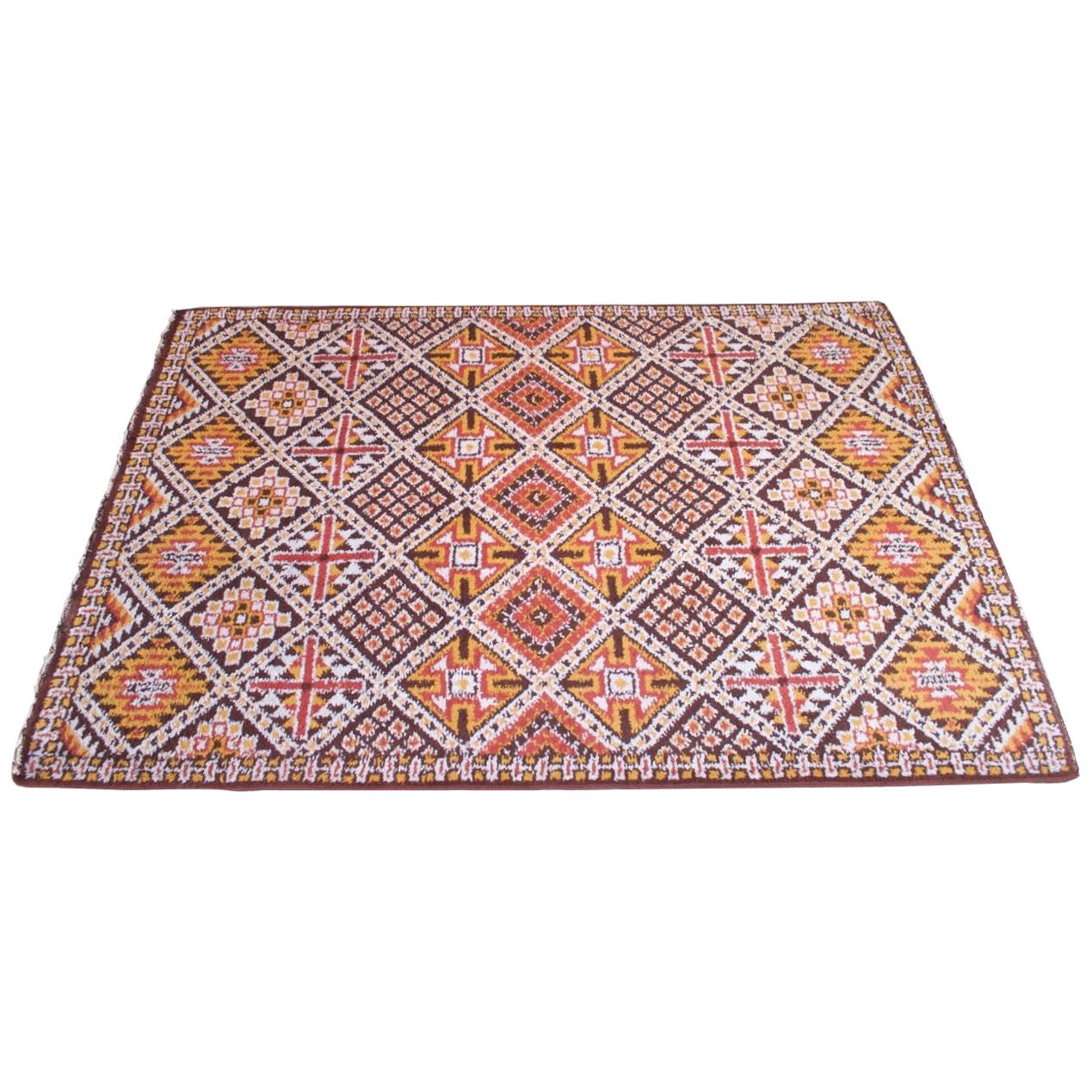 Vintage Hand Knotted Berber Wool Tribal Rug For Sale
