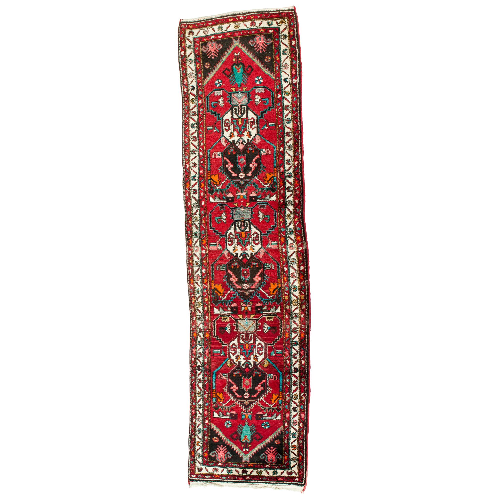 Vintage Hand Knotted Iranian Wool Area Rug / Runner at 1stDibs hand