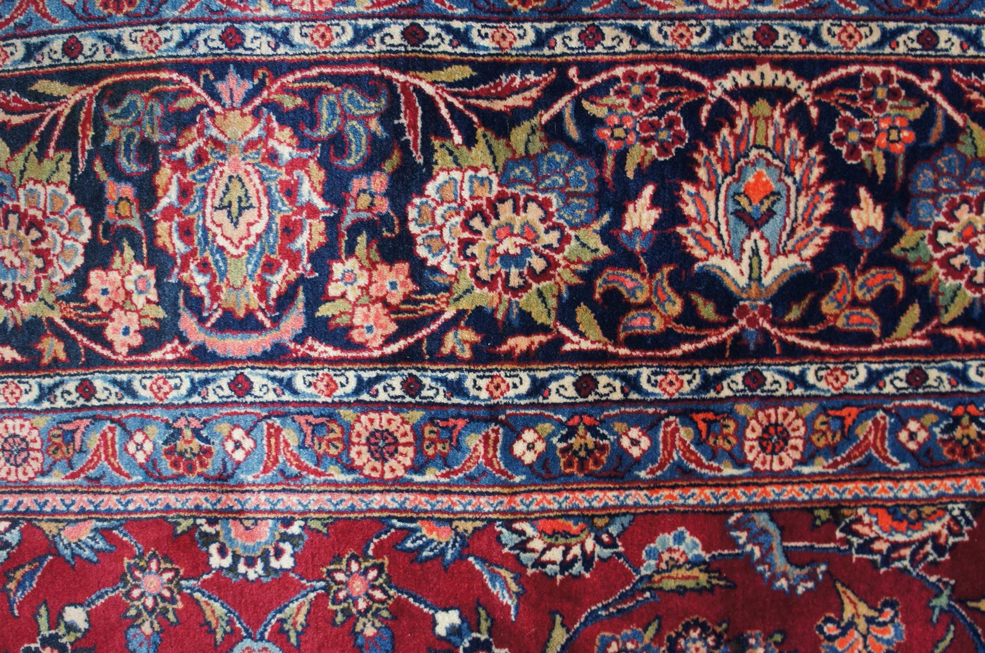 Vintage Hand Knotted Kashan Floral Medallion Area Rug Carpet, Persian 5