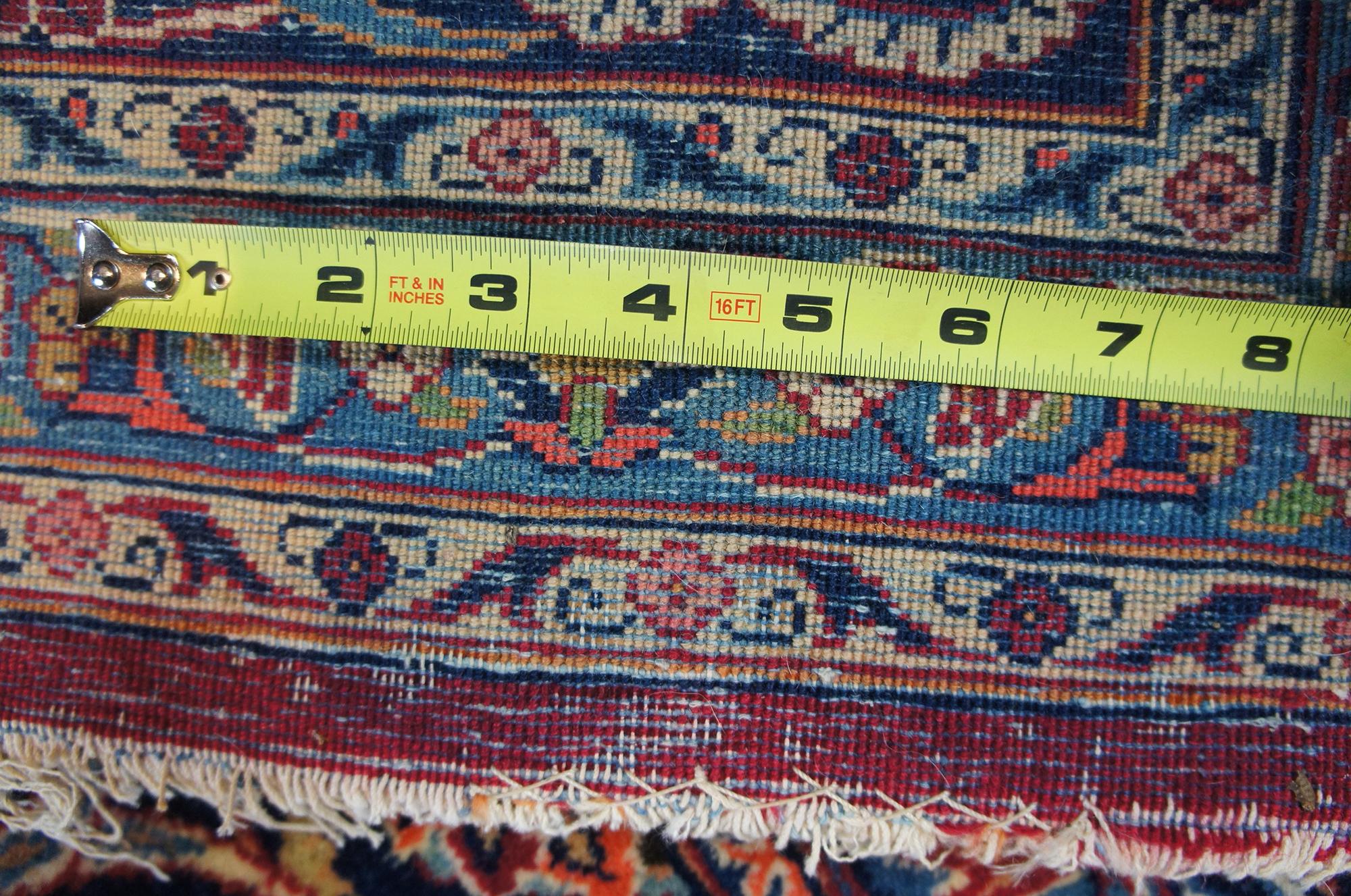 Vintage Hand Knotted Kashan Floral Medallion Area Rug Carpet, Persian 7