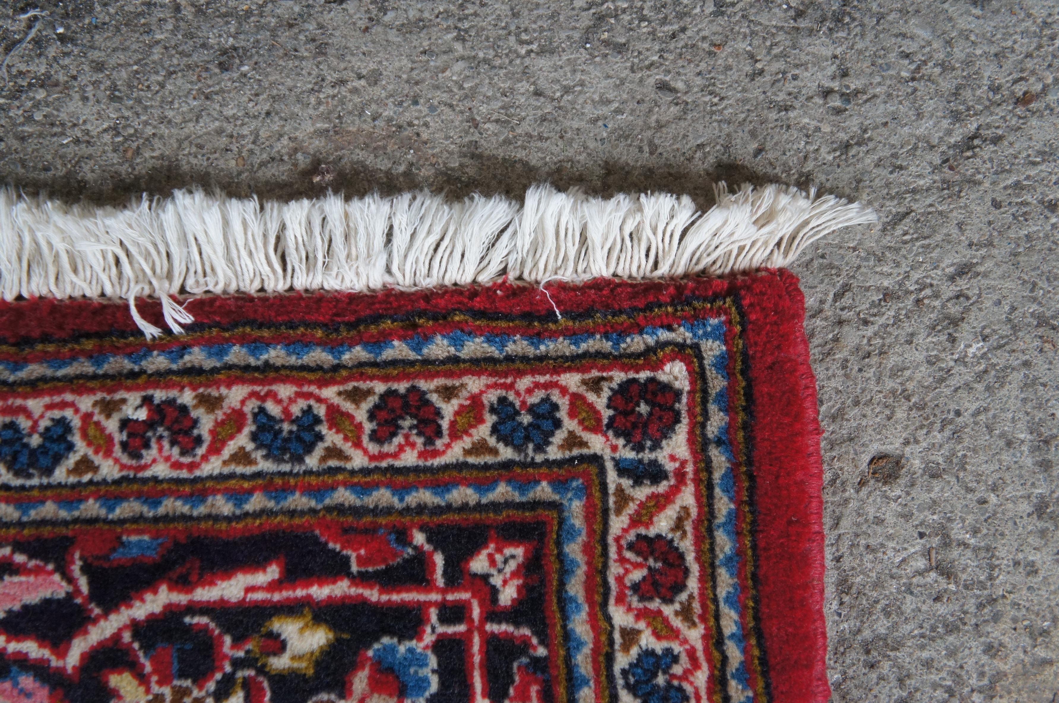 Vintage Hand Knotted Kashan Persian Blue & Red Wool Area Rug Carpet 6.5' x 10' For Sale 6
