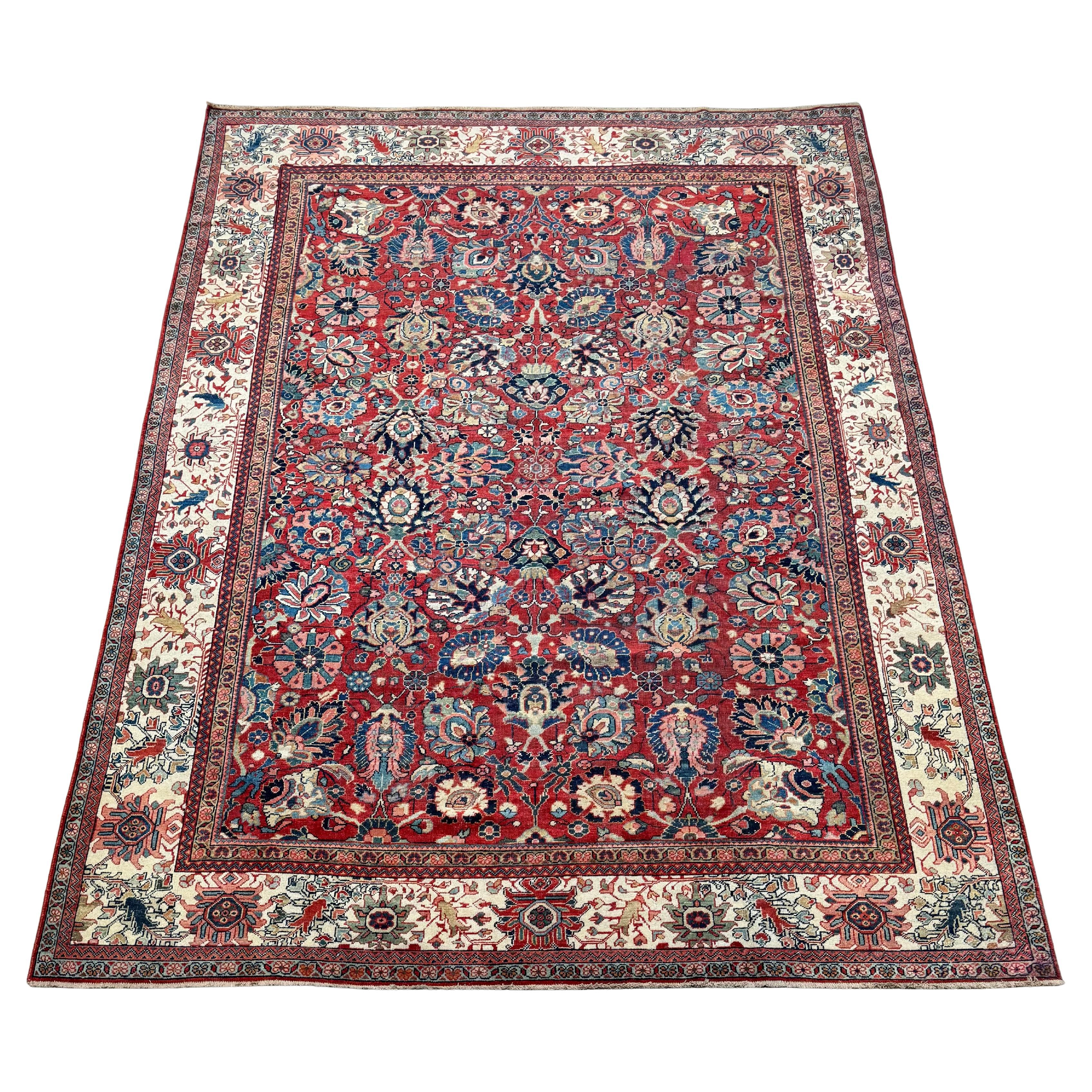 Vintage Hand Knotted Mahal Rug circa 1920