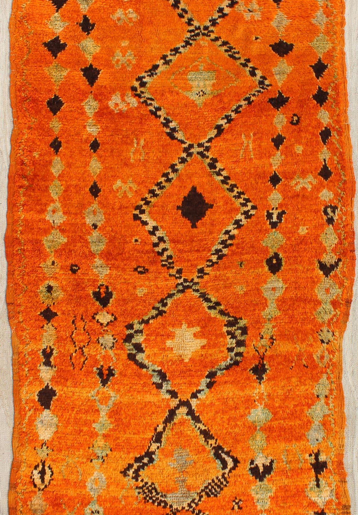 20th Century Vintage Hand Knotted Moroccan Beni Mklid Rug with All-Over Tribal Design For Sale