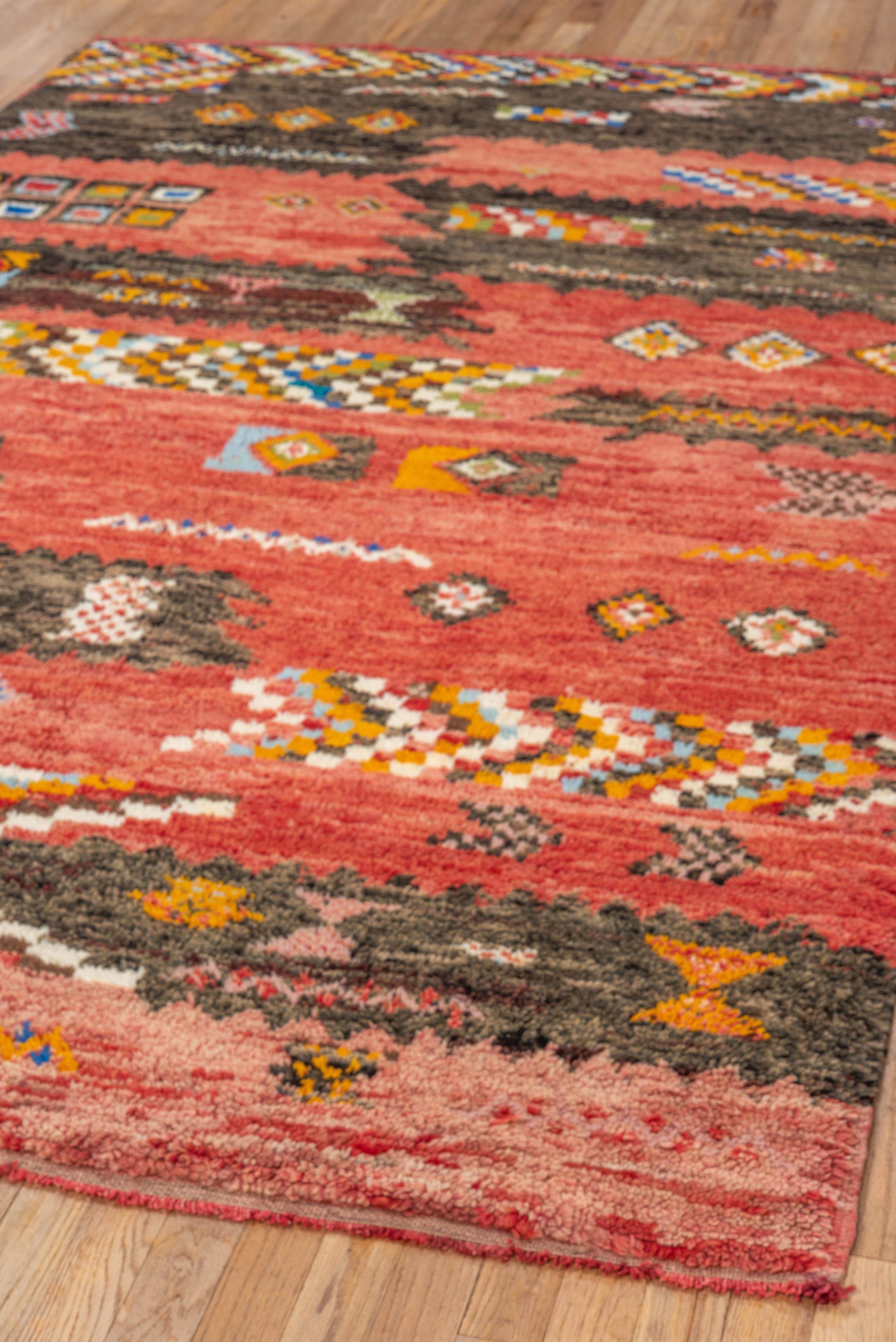 Vintage Hand-Knotted Moroccan Rug Abstract Tribal Motifs For Sale 2