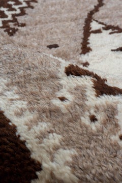 Vintage Hand-Knotted Moroccan Rug Brown and Cream Tribal Diamonds