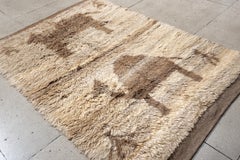 Vintage Hand-Knotted Moroccan Rug Camel Motif Nomadic Design