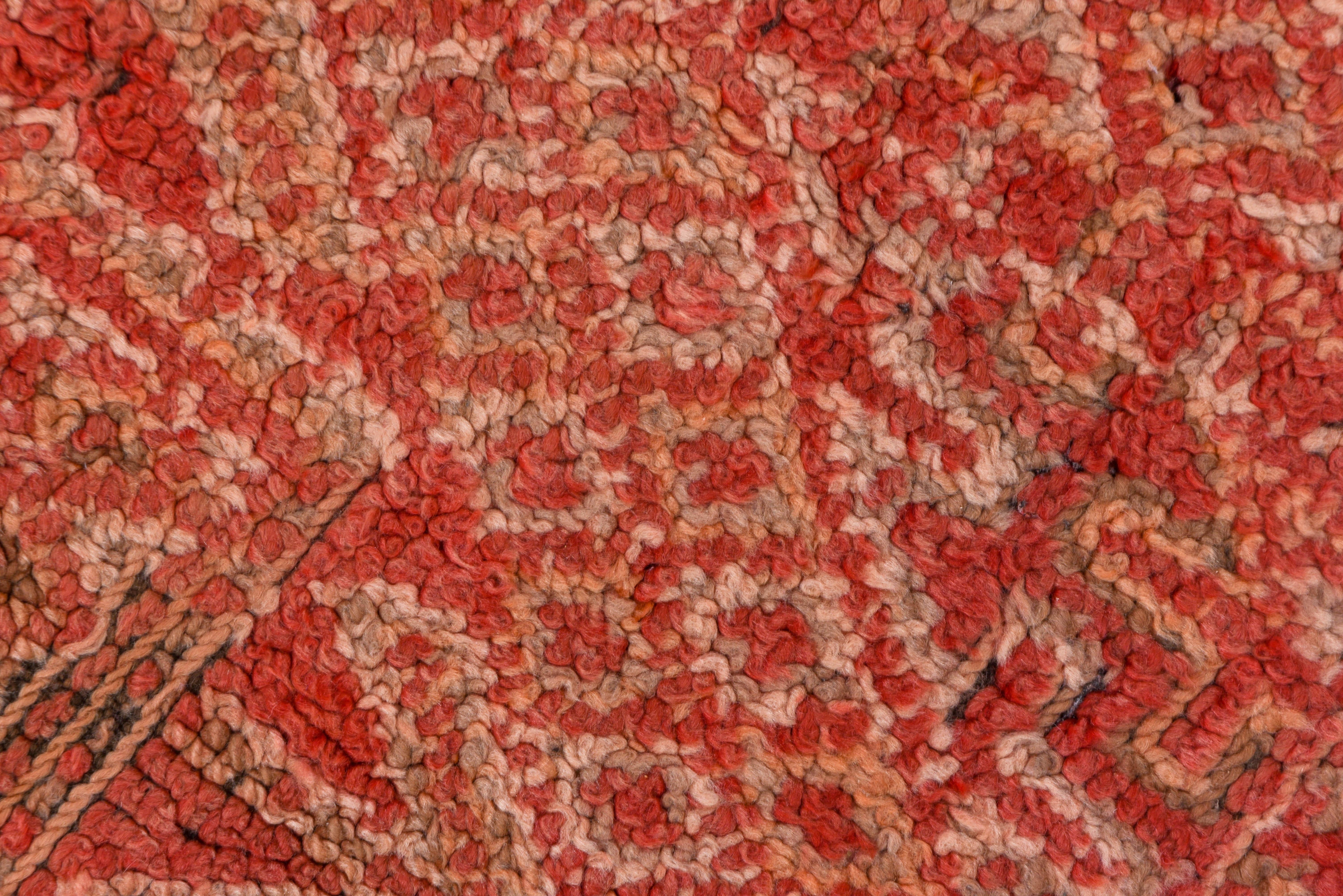 Wool Vintage Hand-Knotted Moroccan Rug Faded Geometric Field For Sale