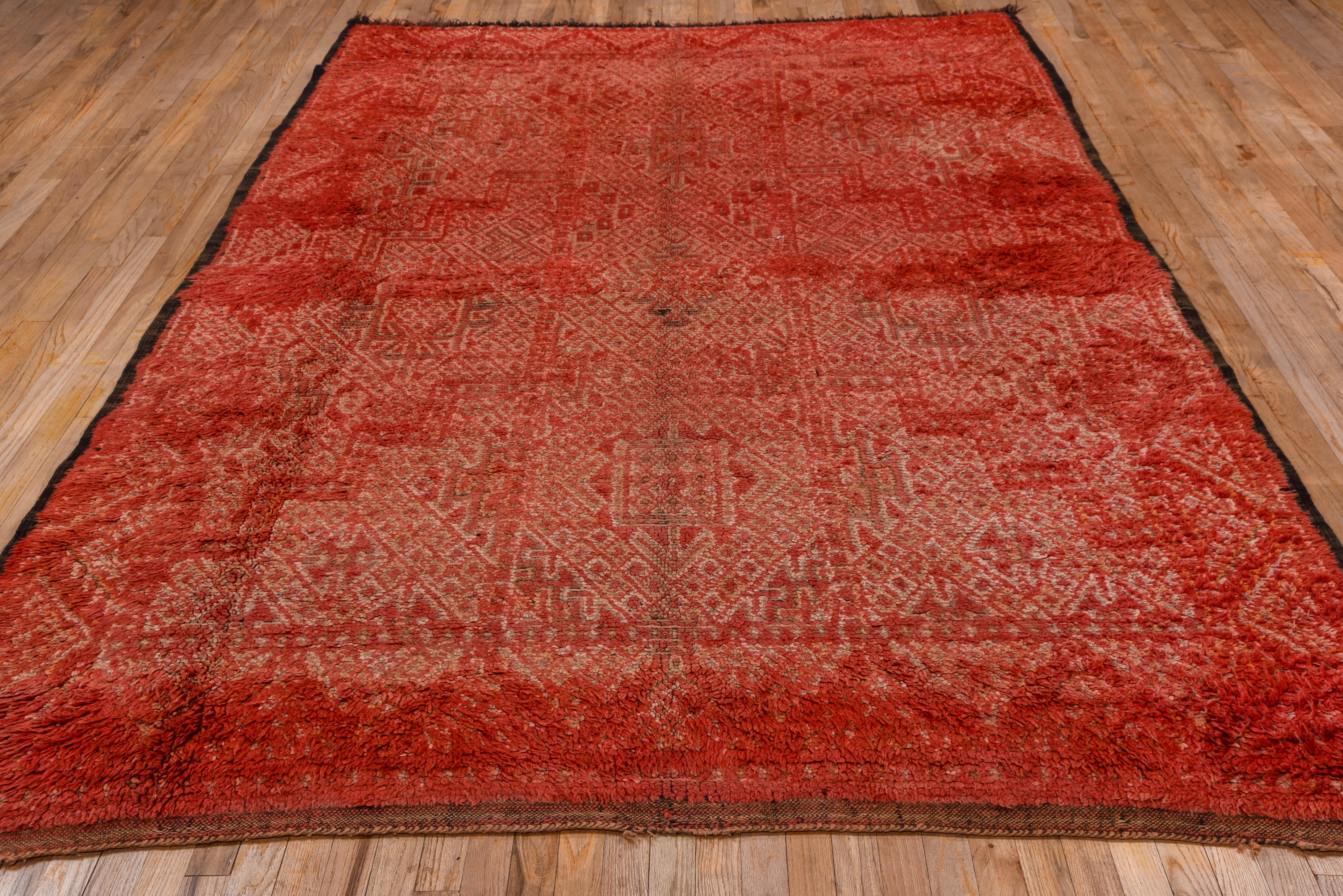 Vintage Hand-Knotted Moroccan Rug Faded Geometric Field For Sale 2