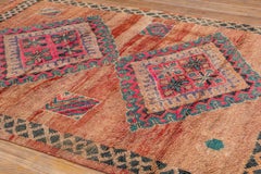 Vintage Hand-Knotted Moroccan Rug Pink Tribal Diamonds