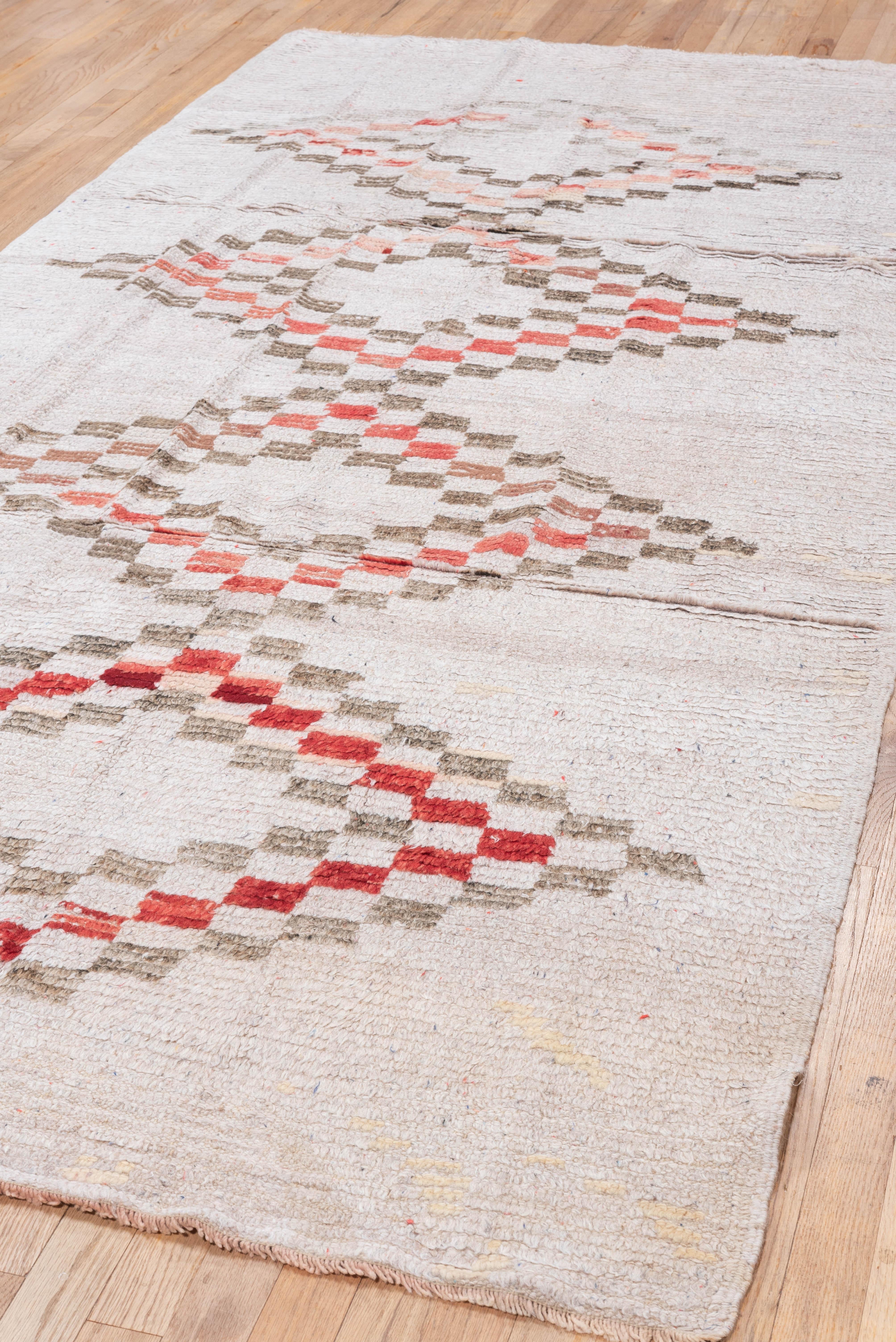 Wool Vintage Hand-Knotted Moroccan Rug Stacked Diamond Design For Sale