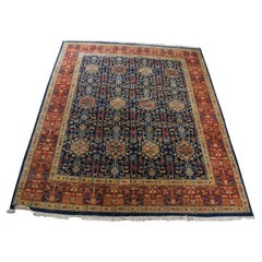 Vintage Hand Knotted Oriental Red & BlueGeometric Wool Area Rug Carpet 8' x 10'