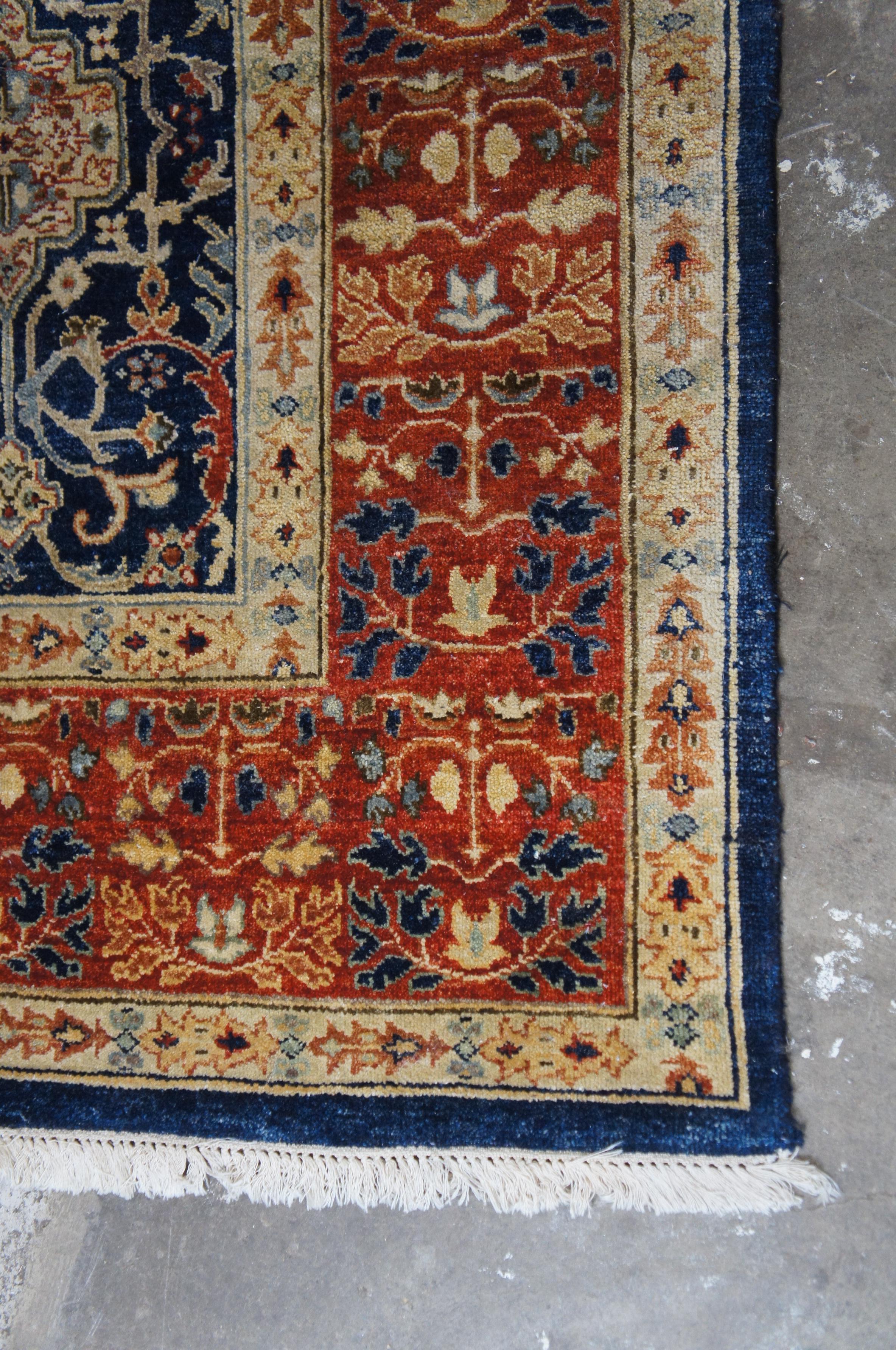 Vintage Hand geknüpft orientalischen rot & blauGeometrische Wolle Bereich Teppich Teppich 8' x 10' (20. Jahrhundert) im Angebot
