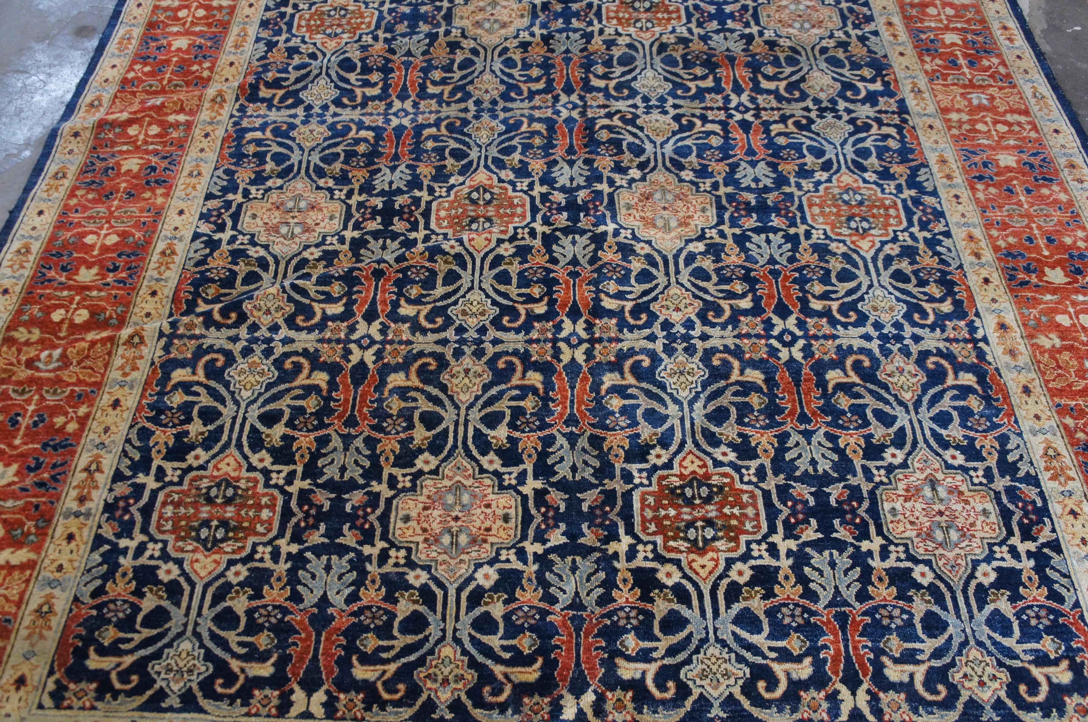 Vintage Hand geknüpft orientalischen rot & blauGeometrische Wolle Bereich Teppich Teppich 8' x 10' im Angebot 1