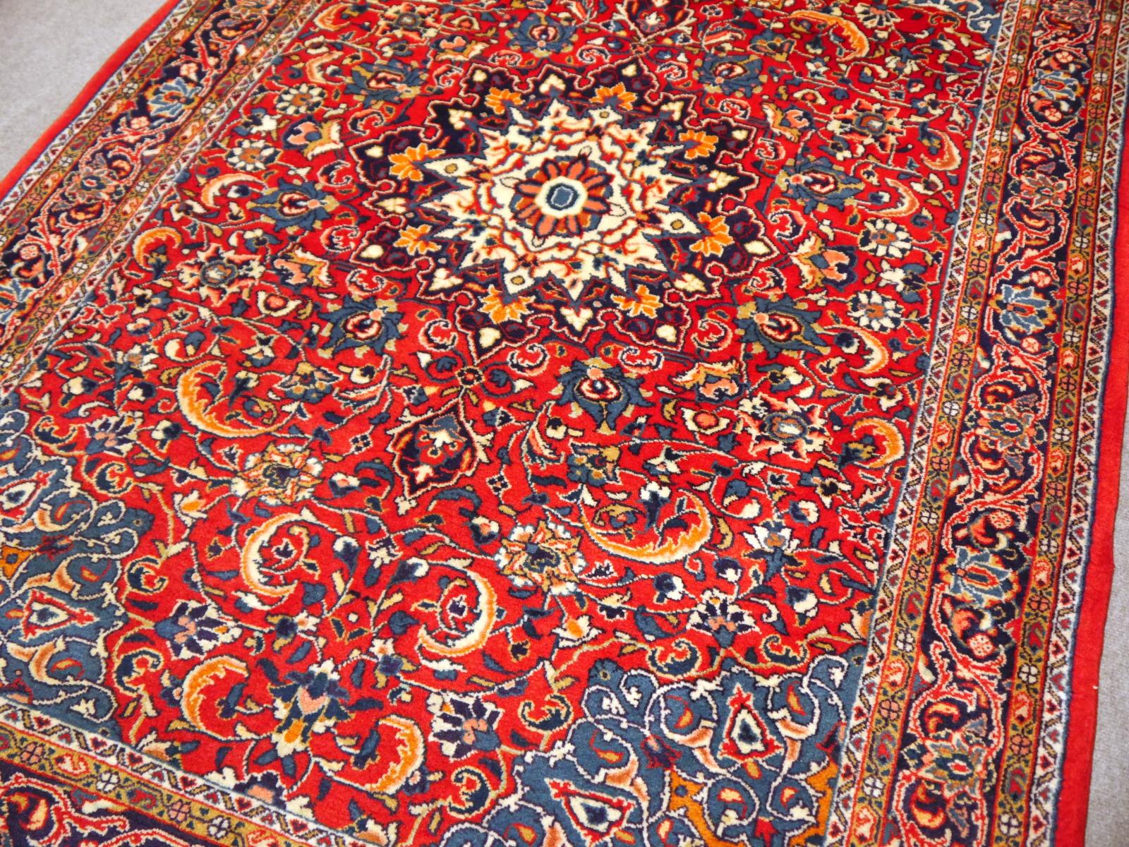 Vintage Hand Knotted Oriental Rug Red, Persian Rug Blue And Red