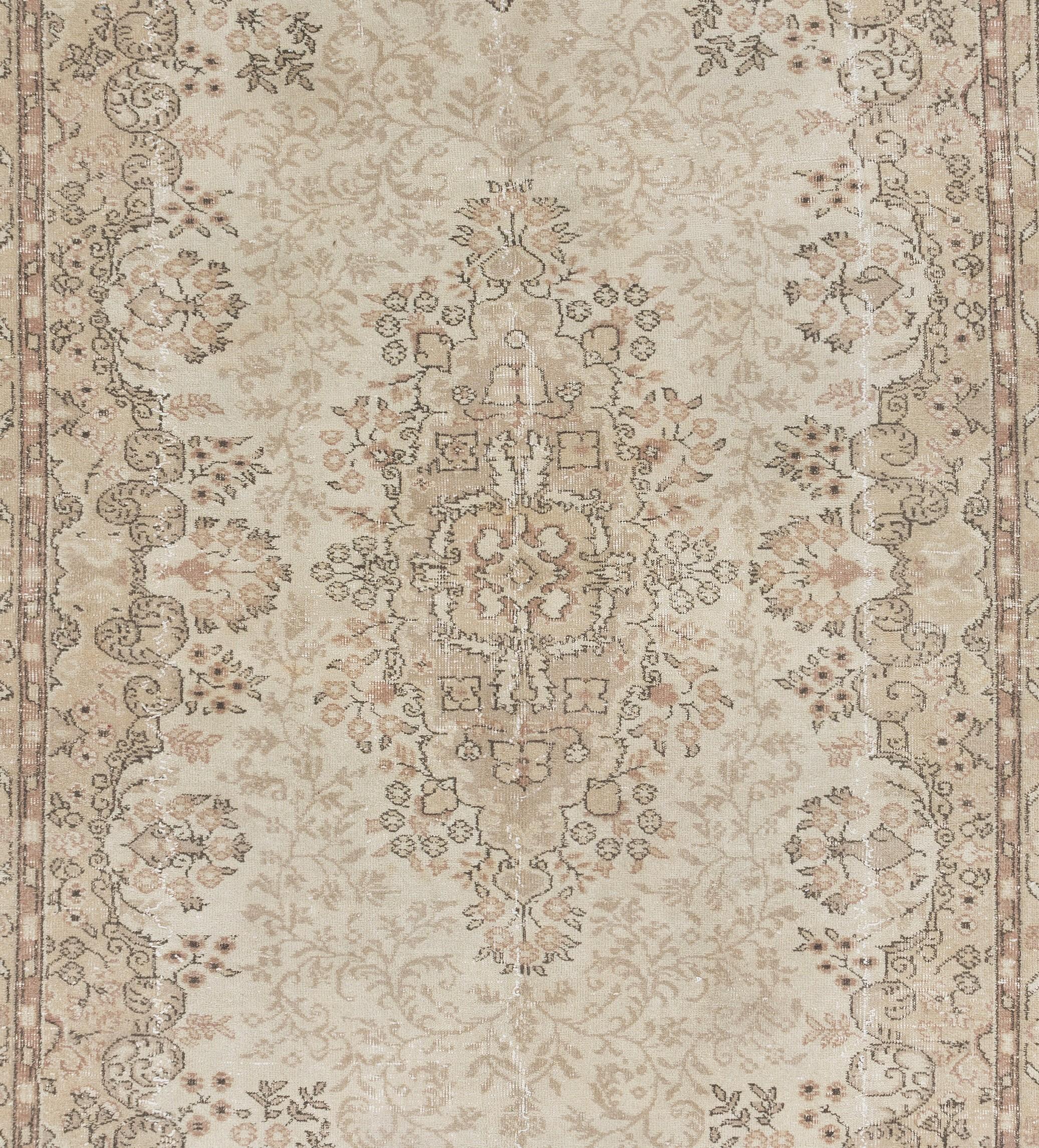 Cotton Vintage Hand-Knotted Oushak Area Rug. 7.3x10.6 Ft Ideal for Office & Home decor For Sale