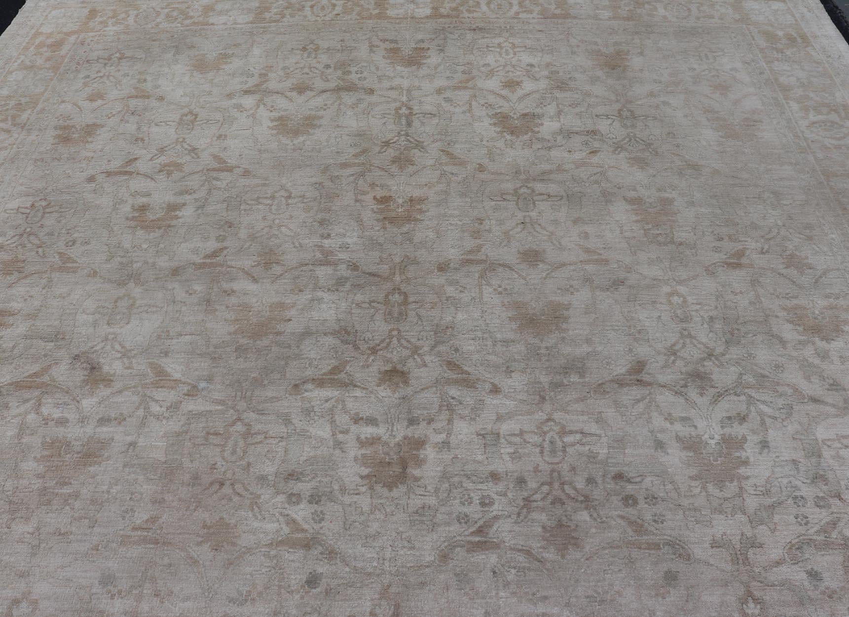 Tapis pakistanais Sultanabad vintage noué à la main à motif floral en laine 12' x 15'7 en vente 1