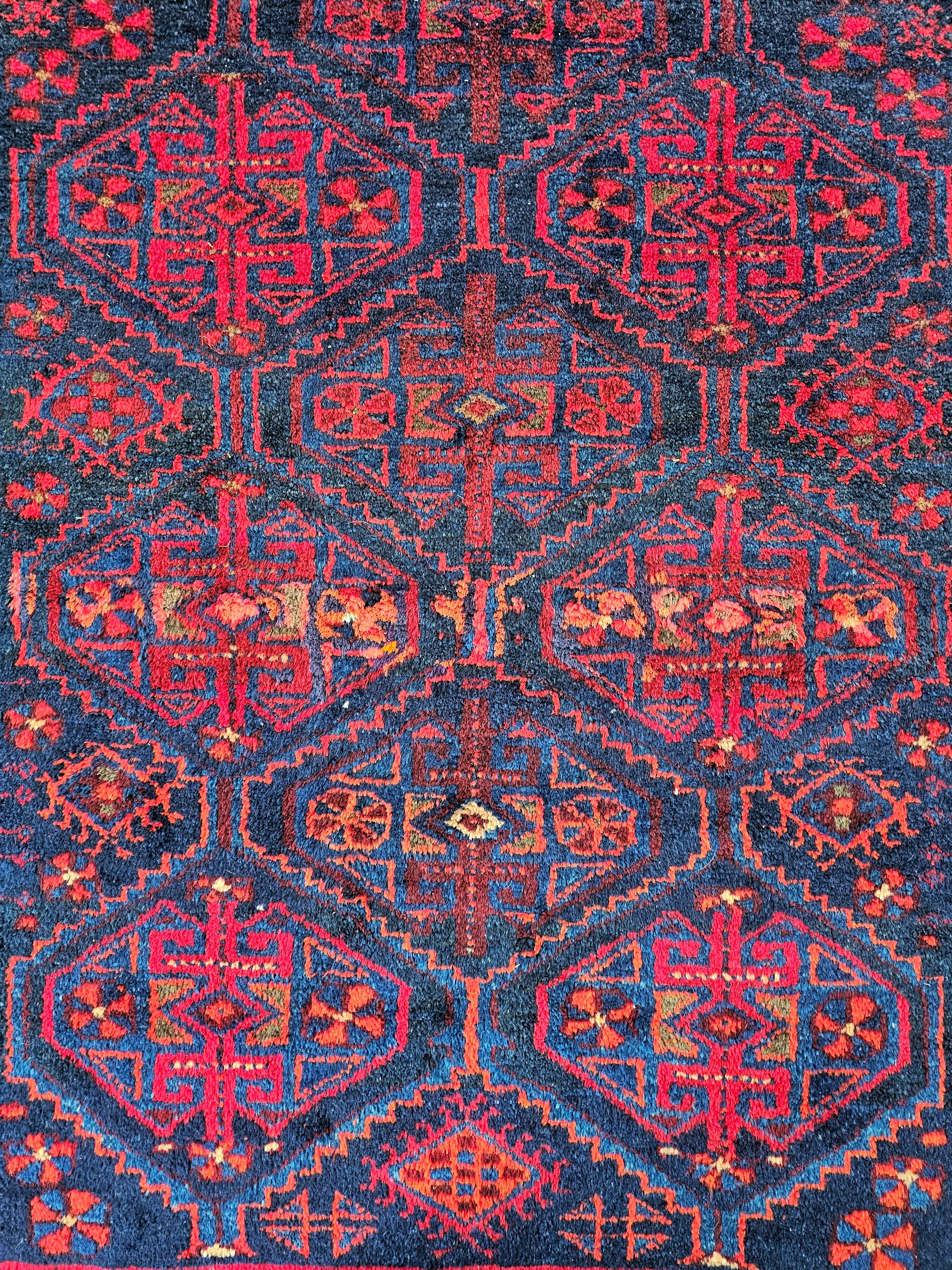 Handgeknüpfter persischer Afshar-Teppich im Vintage-Stil, 100 % Wolle, Iran 1960er Jahre im Angebot 1