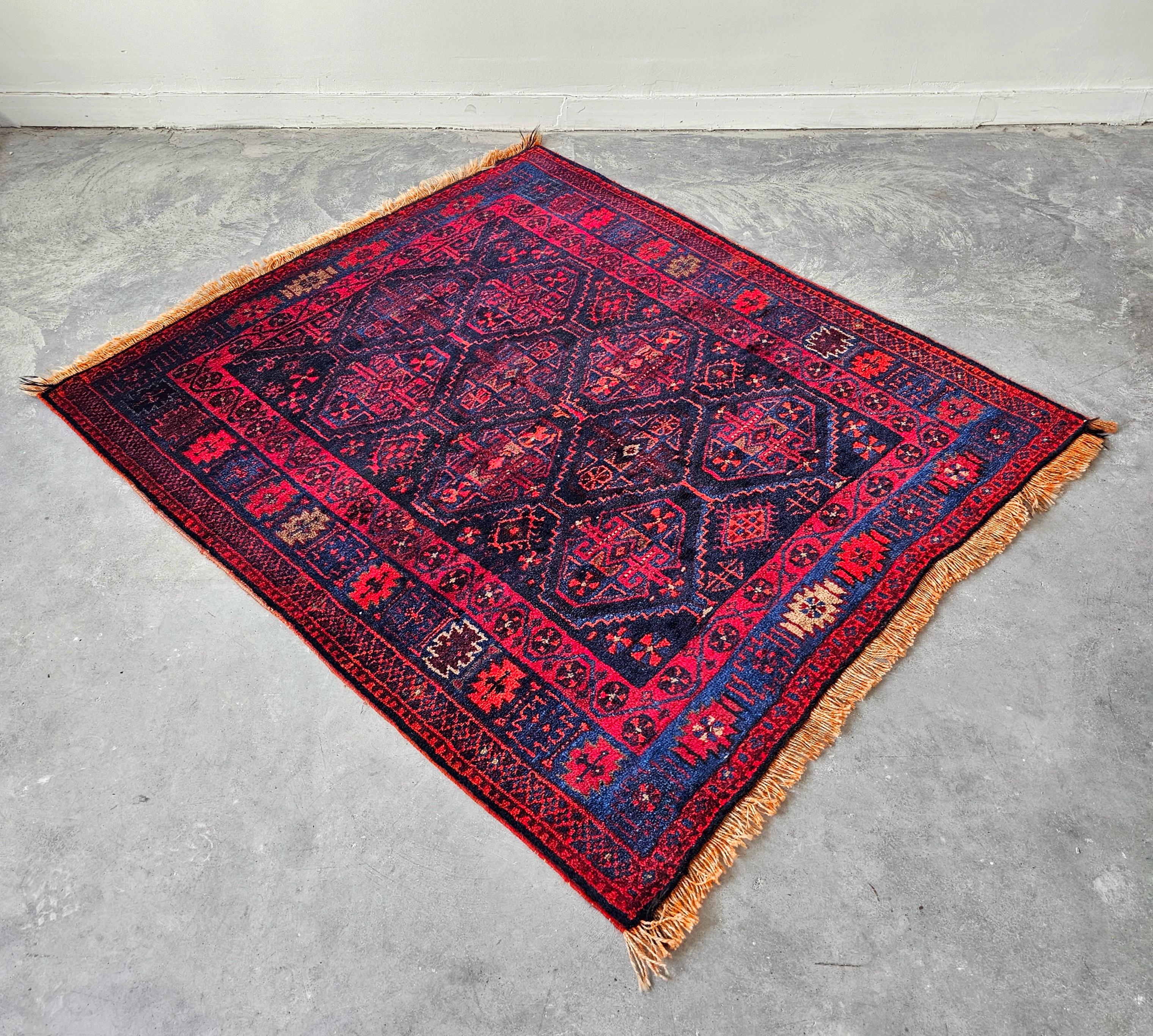 Handgeknüpfter persischer Afshar-Teppich im Vintage-Stil, 100 % Wolle, Iran 1960er Jahre im Angebot 2