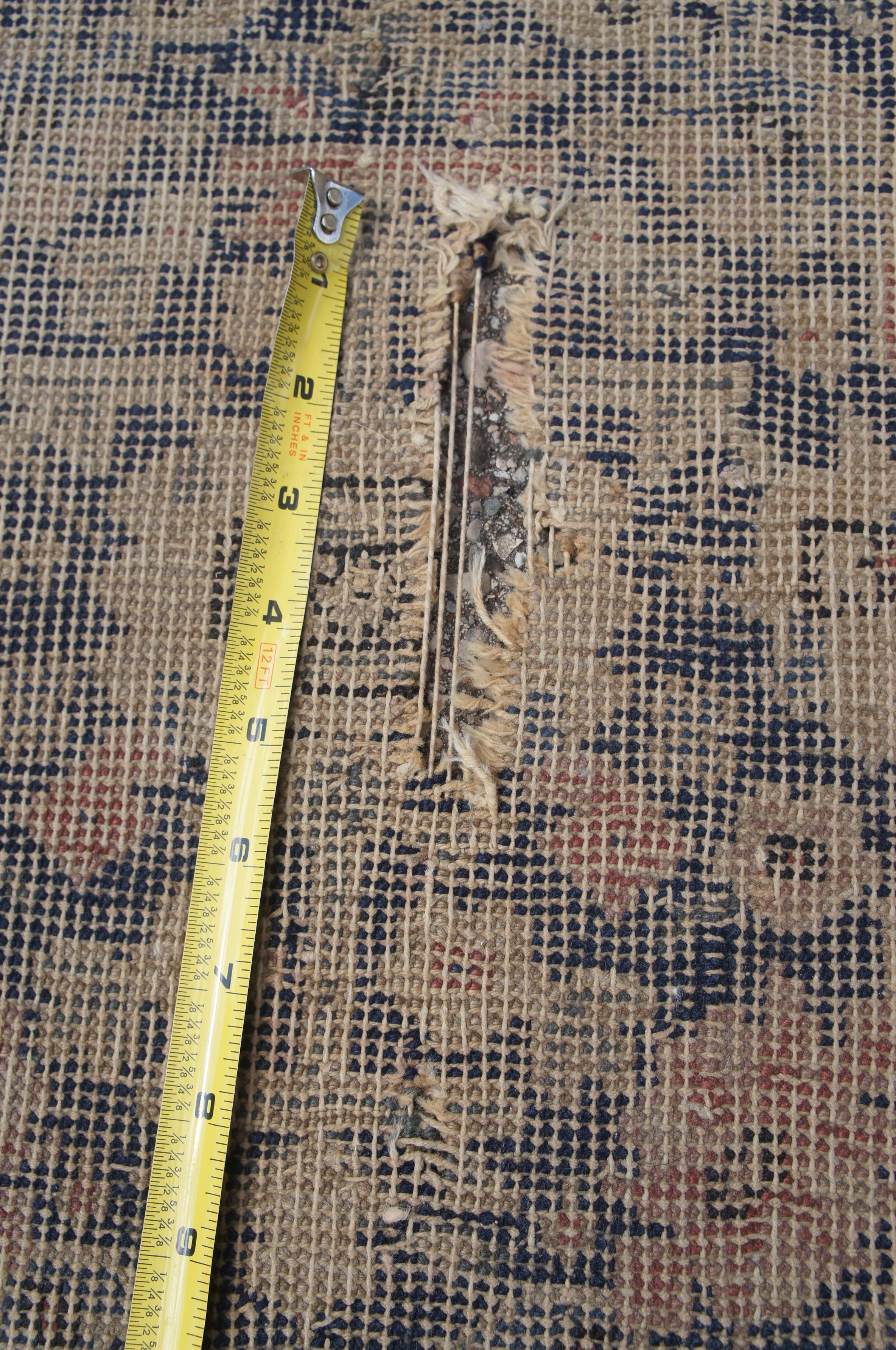 Handgeknüpfter persischer geometrischer rot-blauer Wollteppich-Läufer im Vintage-Stil, 3 x 9' im Angebot 2