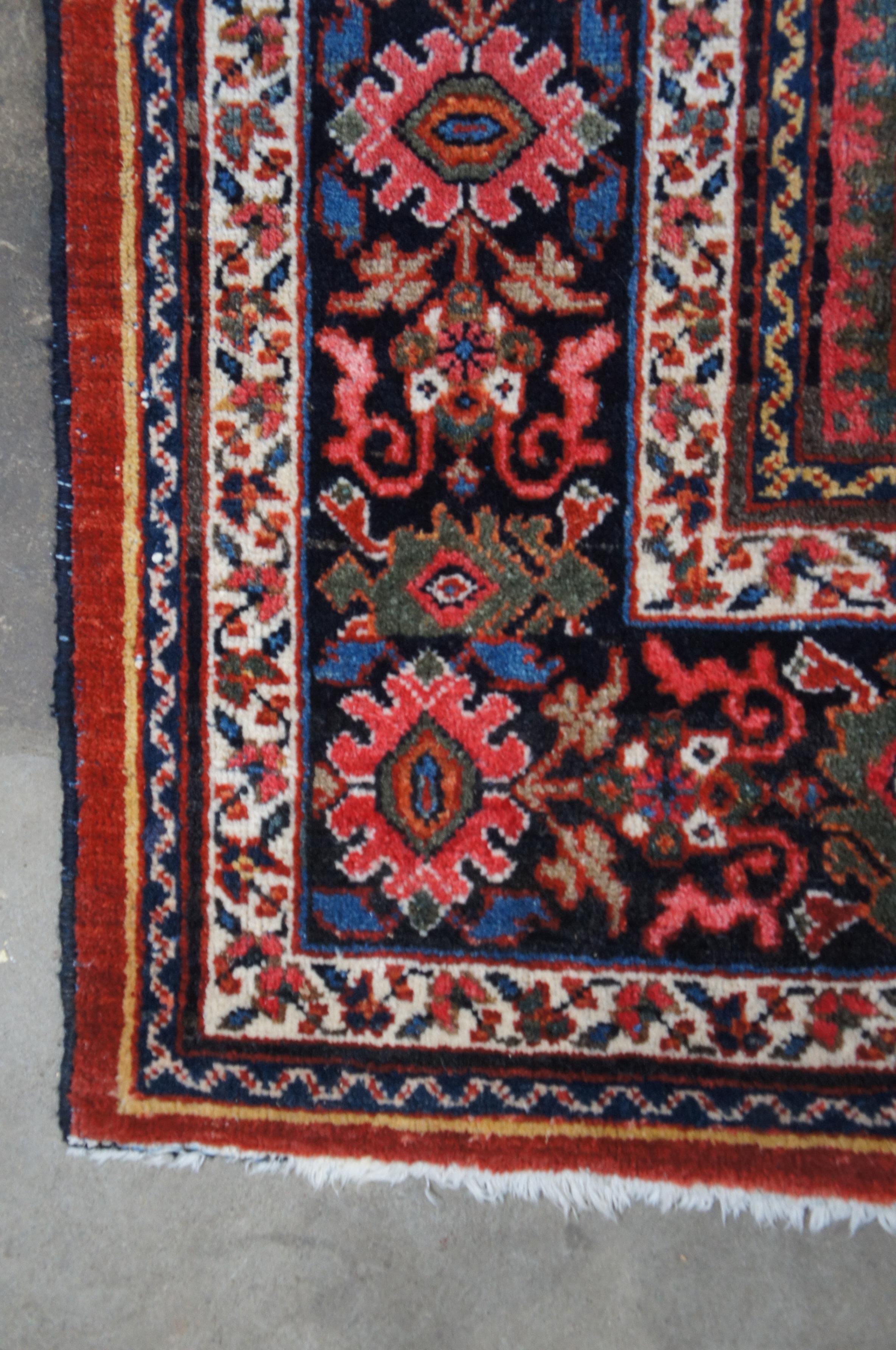 Vintage Hand geknüpft Persisch Hamadan Geometrische Wolle Bereich Teppich 10' x 14' im Angebot 7