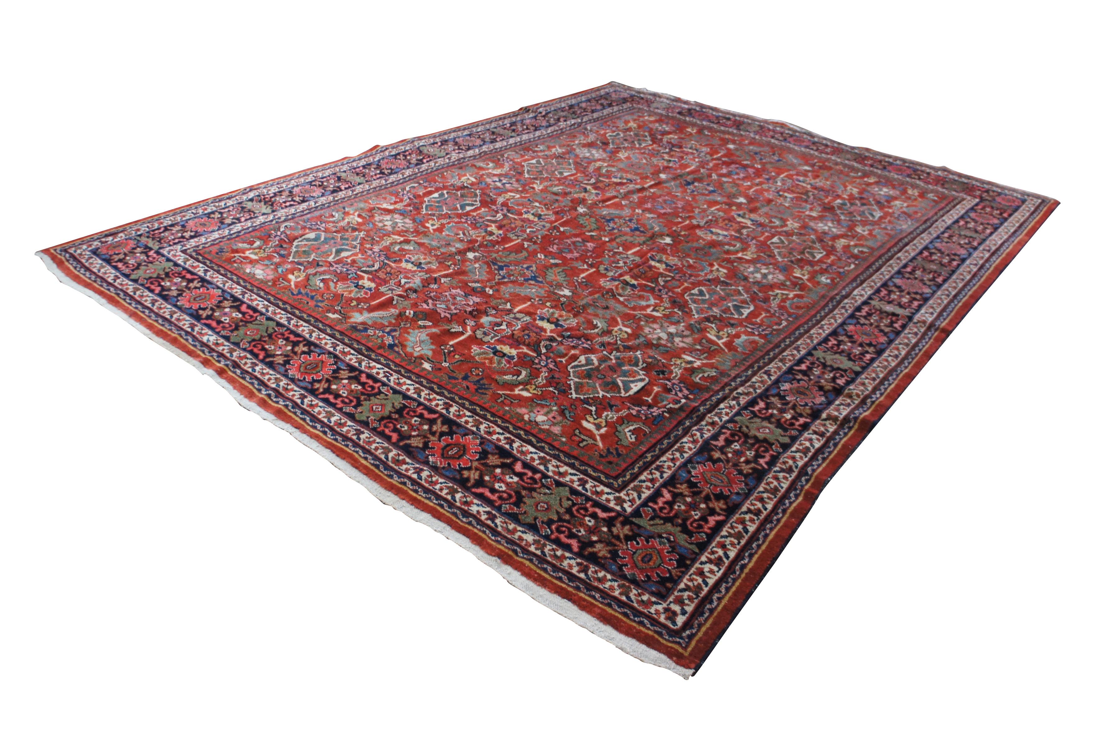 Vintage Hand geknüpft Persisch Hamadan Geometrische Wolle Bereich Teppich 10' x 14' im Zustand „Gut“ im Angebot in Dayton, OH