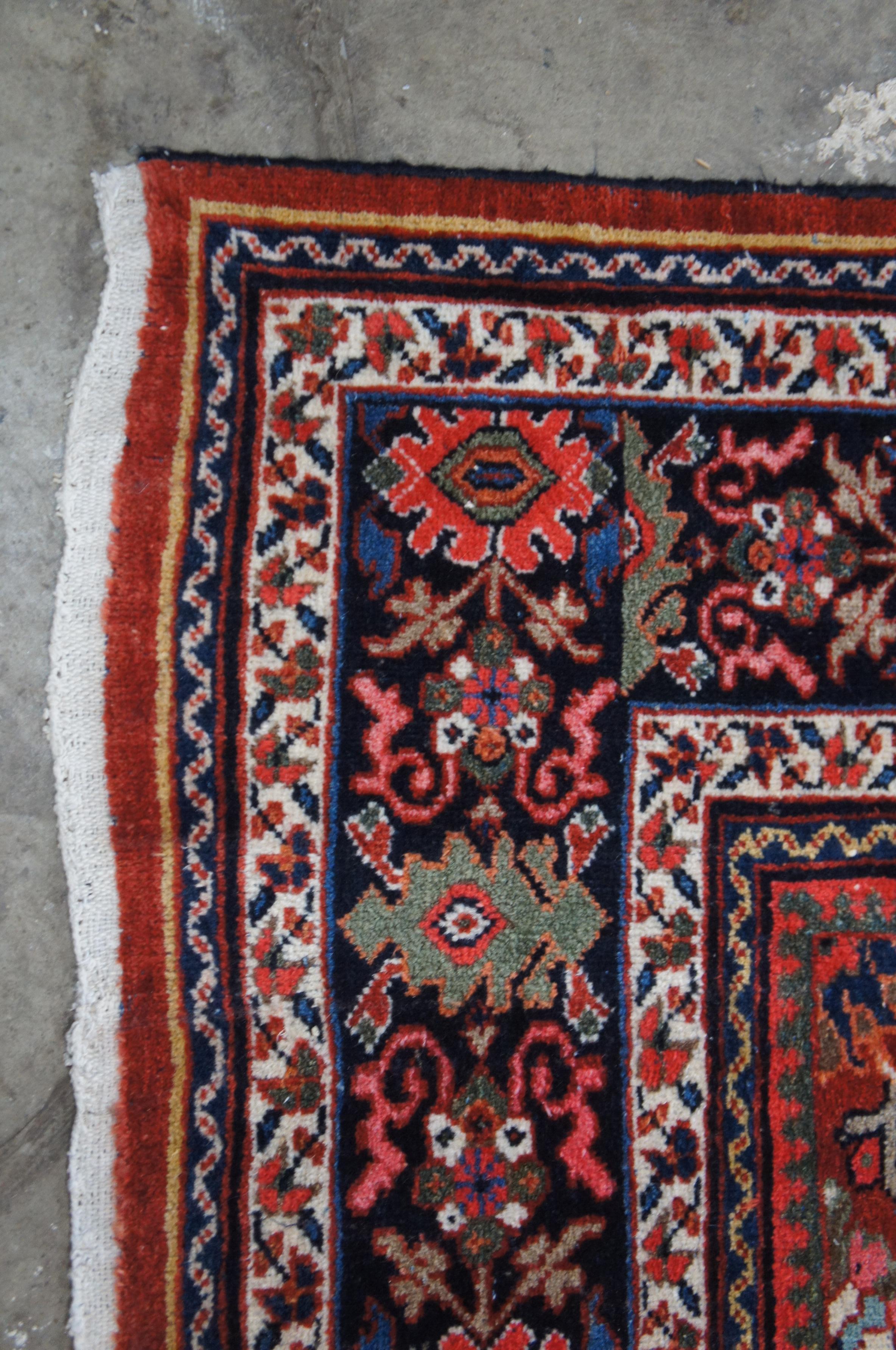 Vintage Hand geknüpft Persisch Hamadan Geometrische Wolle Bereich Teppich 10' x 14' im Angebot 1